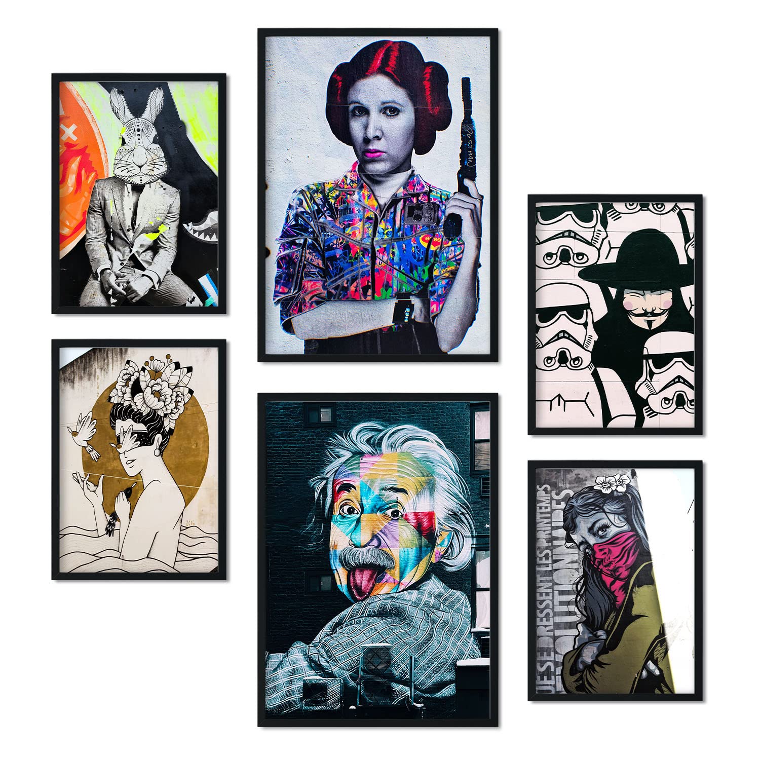 Affiches art de la rue set de 6 images esthétiques formats A4 A5 sans cadre