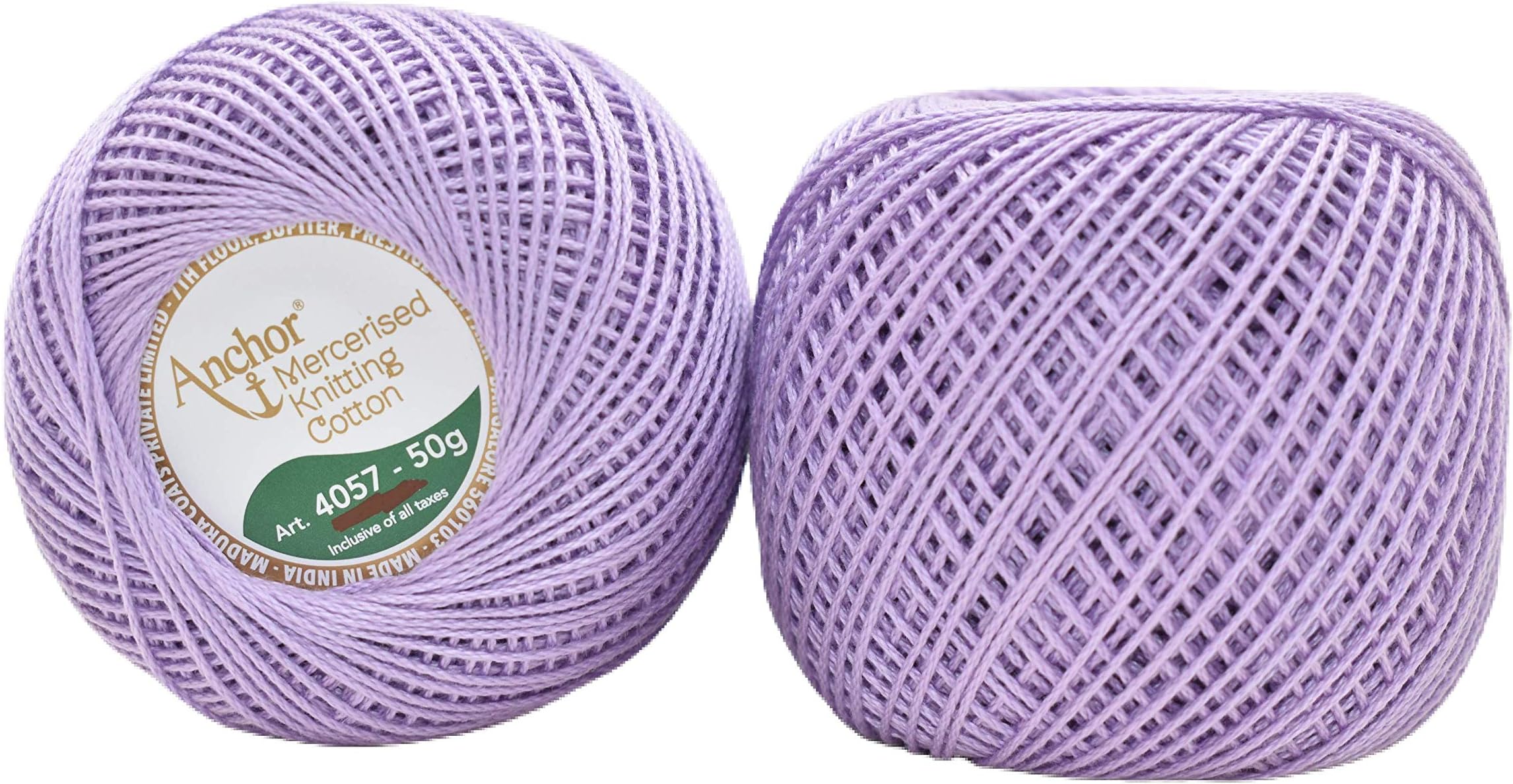 HUNNY- BUNCH Premium Anchor Mercerised Knitting Crochet Cotton Thread Yarn Balls for Knitting, Weaving, Embroidery, DIY and Craft Making (Art. 4057) 50G - Pack of 1 (104) Purple