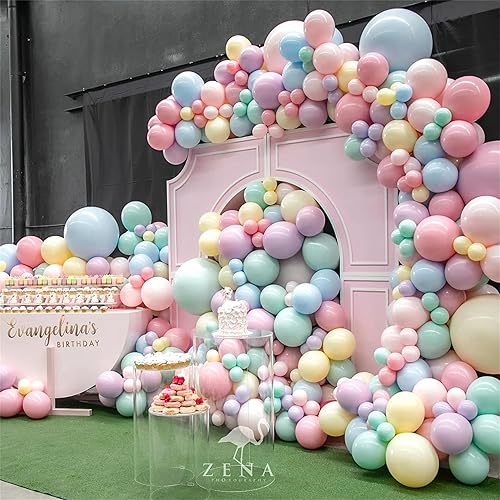 Miniatura 7 de Kit de guirnalda de globos pastel de 165 piezas, arco de globos de color pastel arcoíris, globos coloridos de caramelo macarrón de diferentes