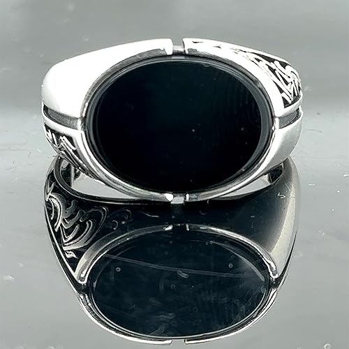 Miniatura 3 de Minimal Black Onyx Signet Ring, Wedding Ring For Men, Oval Onyx Ring, Minimalist Signet Ring, 925k Sterling Silver Ring, Gift For Him (9.5)
