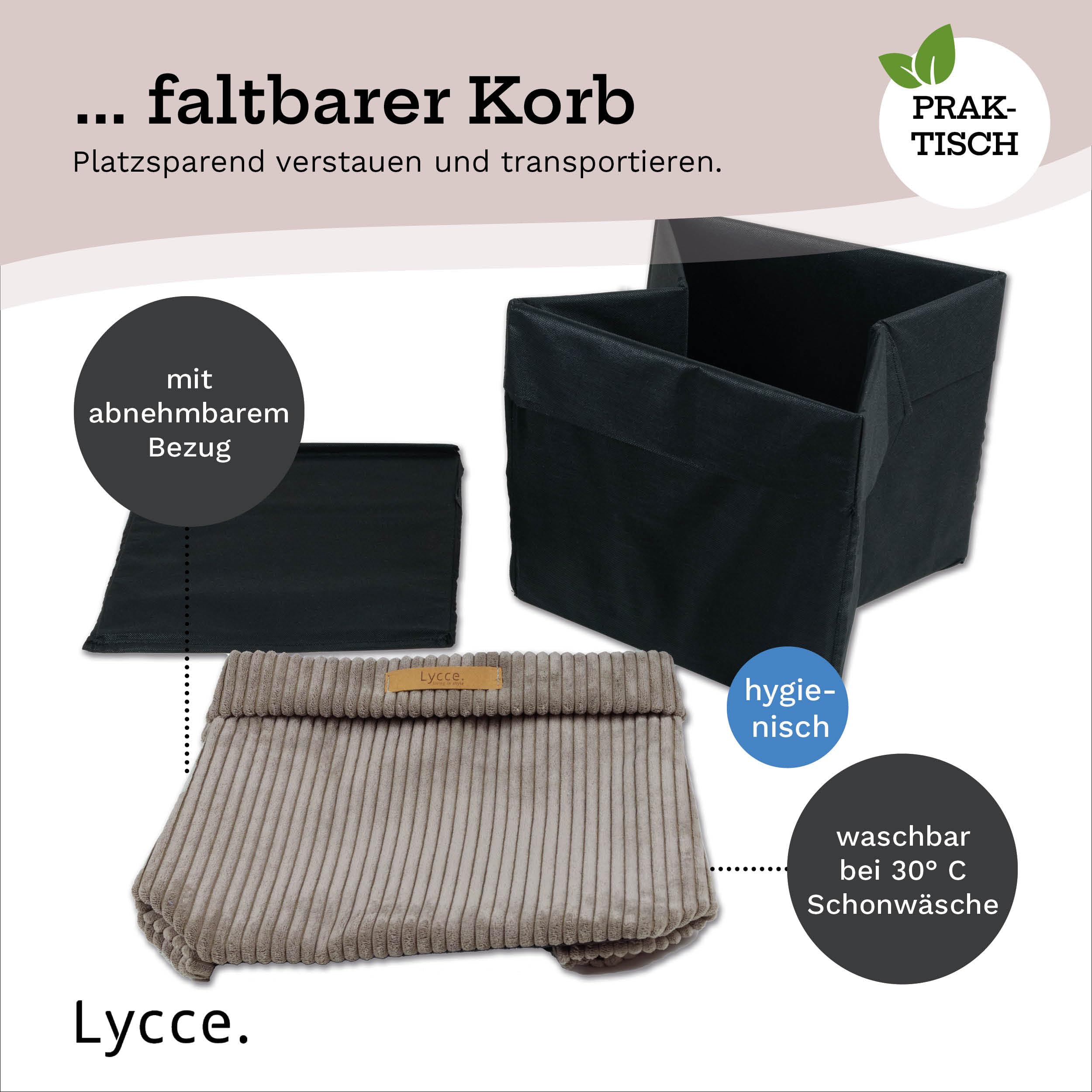 Lycce Kallax Boxen Cordstoff 4er Set, faltbar, waschbarer Cordbezug taupe