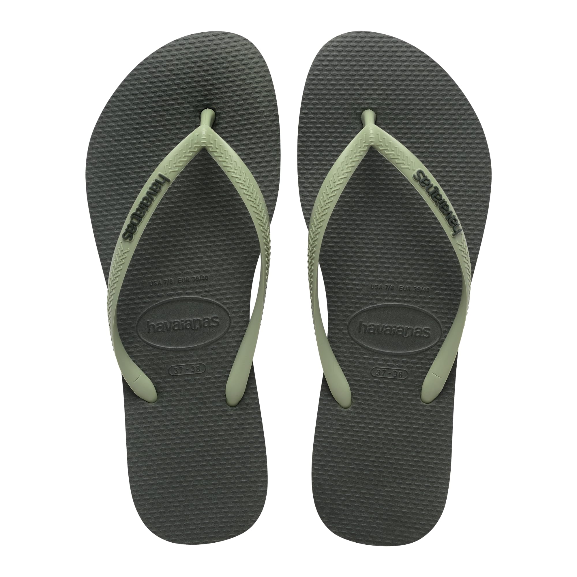 Havaianas Slim Logo Pop Up Women Flipflop Olive Green 4.5/5 UK