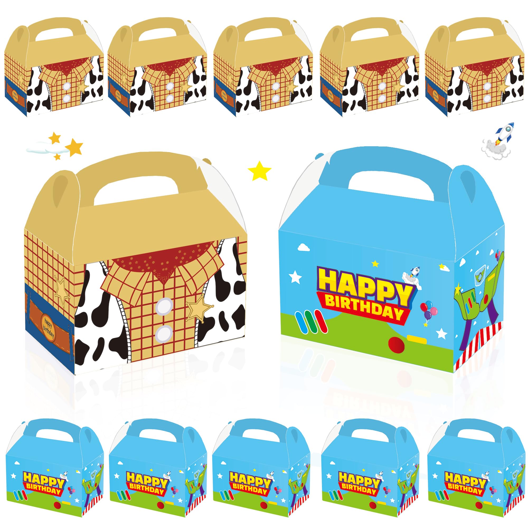 WEGYMER Cartoon Story Party Boxes 16pcs Two Infinity and Beyond Birthday Gift Goodie Bags For Toy Theme Birthday Party Supplies