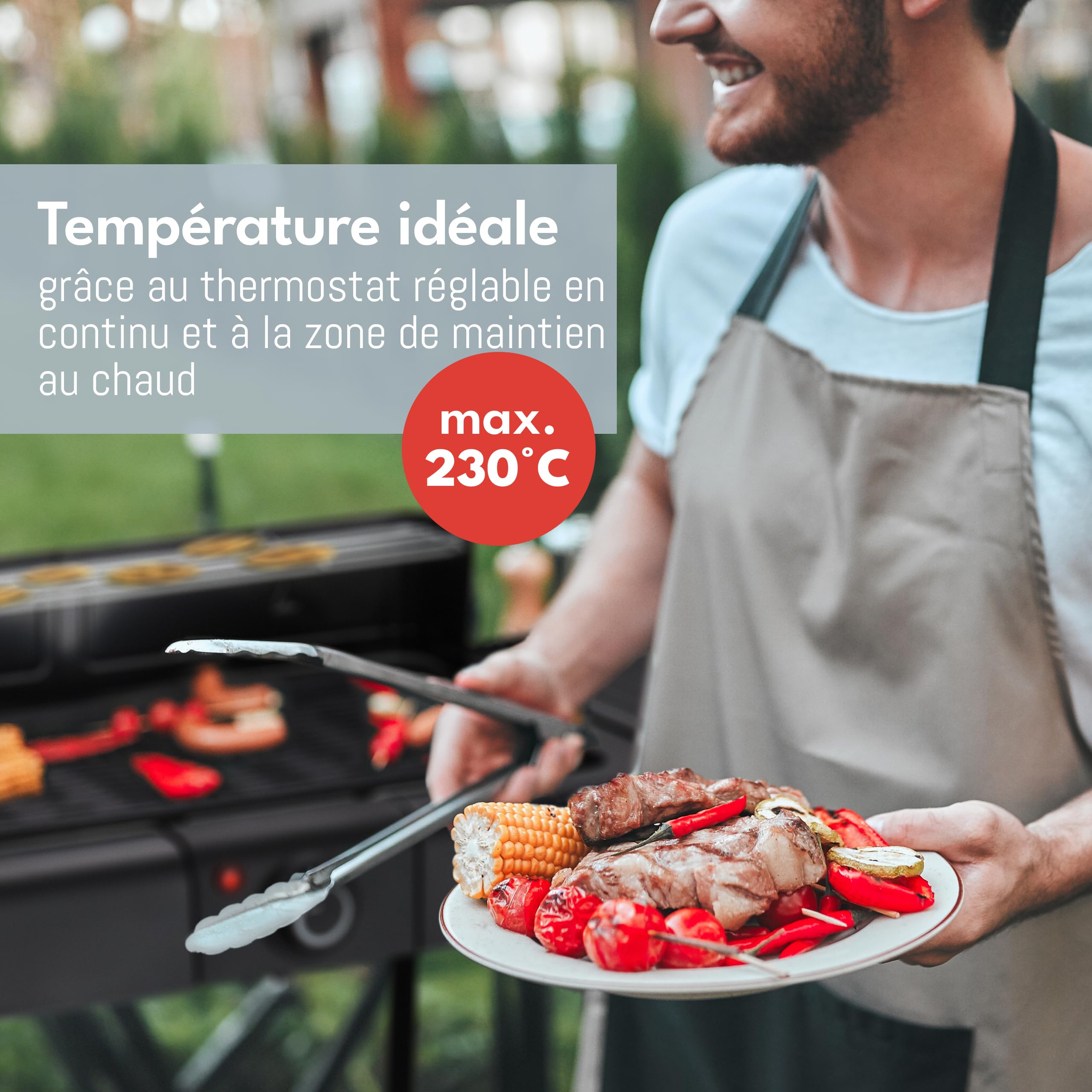 LEBENLANG 2in1 Barbecue electrique sur pied - Pieds & Pince à griller inclus I Grille viande électrique I Plancha électrique xxl Barbecue électriques exterieur I Barbecues d'extérieur Grills BBQ