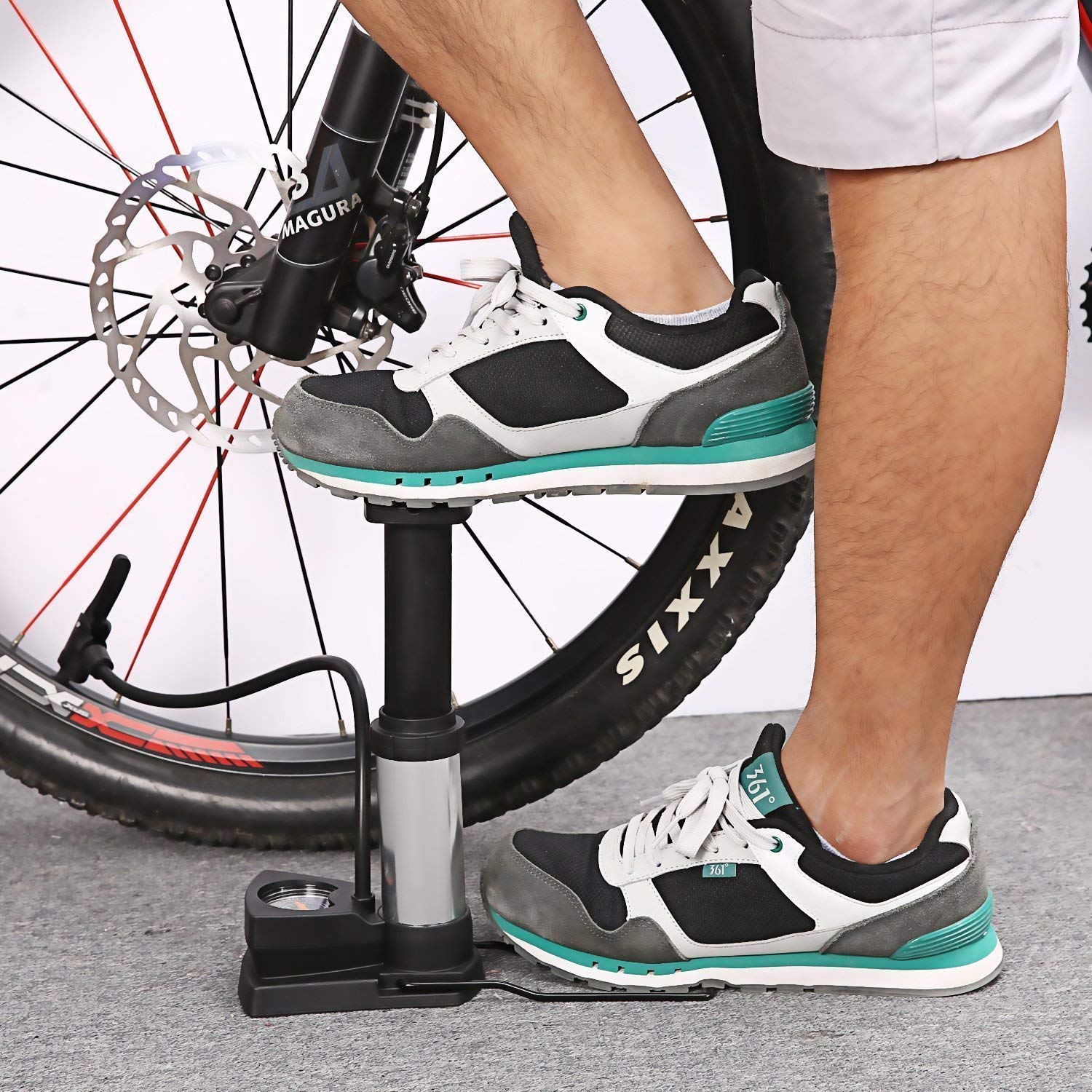 Swastik Protable Foot Activated Floor Pump with Gauge Floor Bicycle Floor Pumps 1