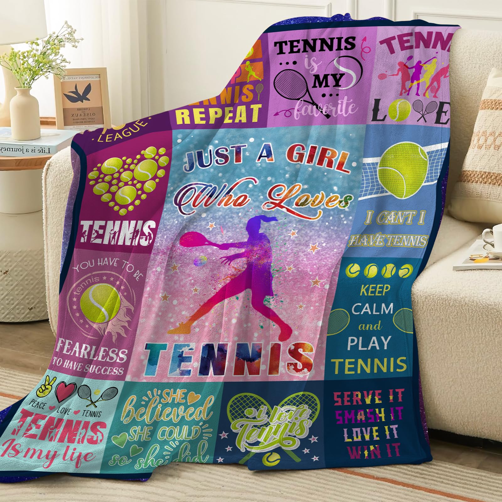 Yasrlvun Tennis Gifts for Men Women 152x127CM Tennis Throw Blanket Christmas Funny Gifts for Son Daughter - Image 2