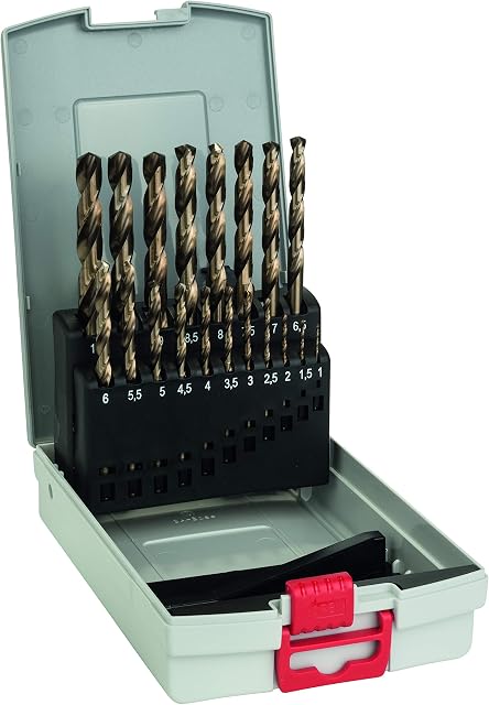 Bosch Professional 19pc. HSS-Cobalt ProBox Metal Drill Bit Set (for Stainless Steel, Ø 1-10 mm, Accessories Drill Driver and Drill Stand)