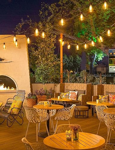 Miniatura 34 de Guirnalda de luces para exteriores de 25 pies, luces de patio con 10+1 LED regulables, impermeables, inastillables, ST38, retro, Edison de 2700 K
