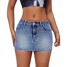 Women's Low Rise Stretchy Denim Skirts Sexy Comfy Mini Jean Skirt for Summer Casual Streetwear