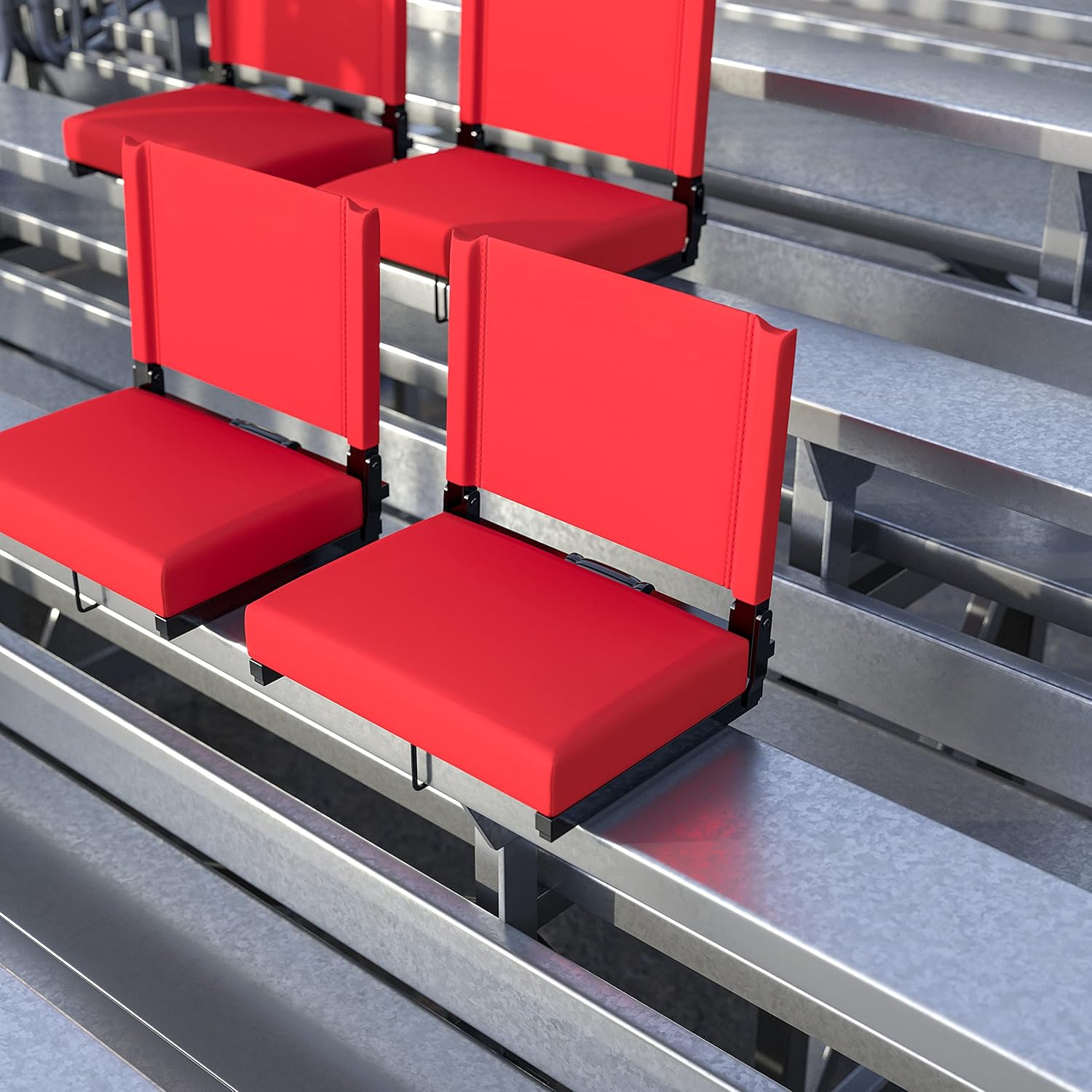 EMMA + OLIVER Set of 2 500 lb. Rated Lightweight Stadium Chair with Ultra-Padded Seat, Red