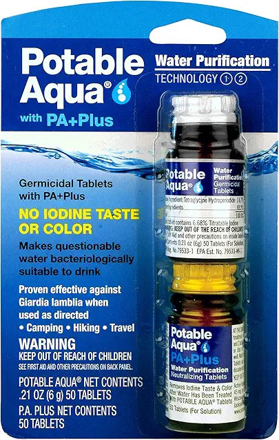 potable aqua Water Purification Tablets with PA Plus,...