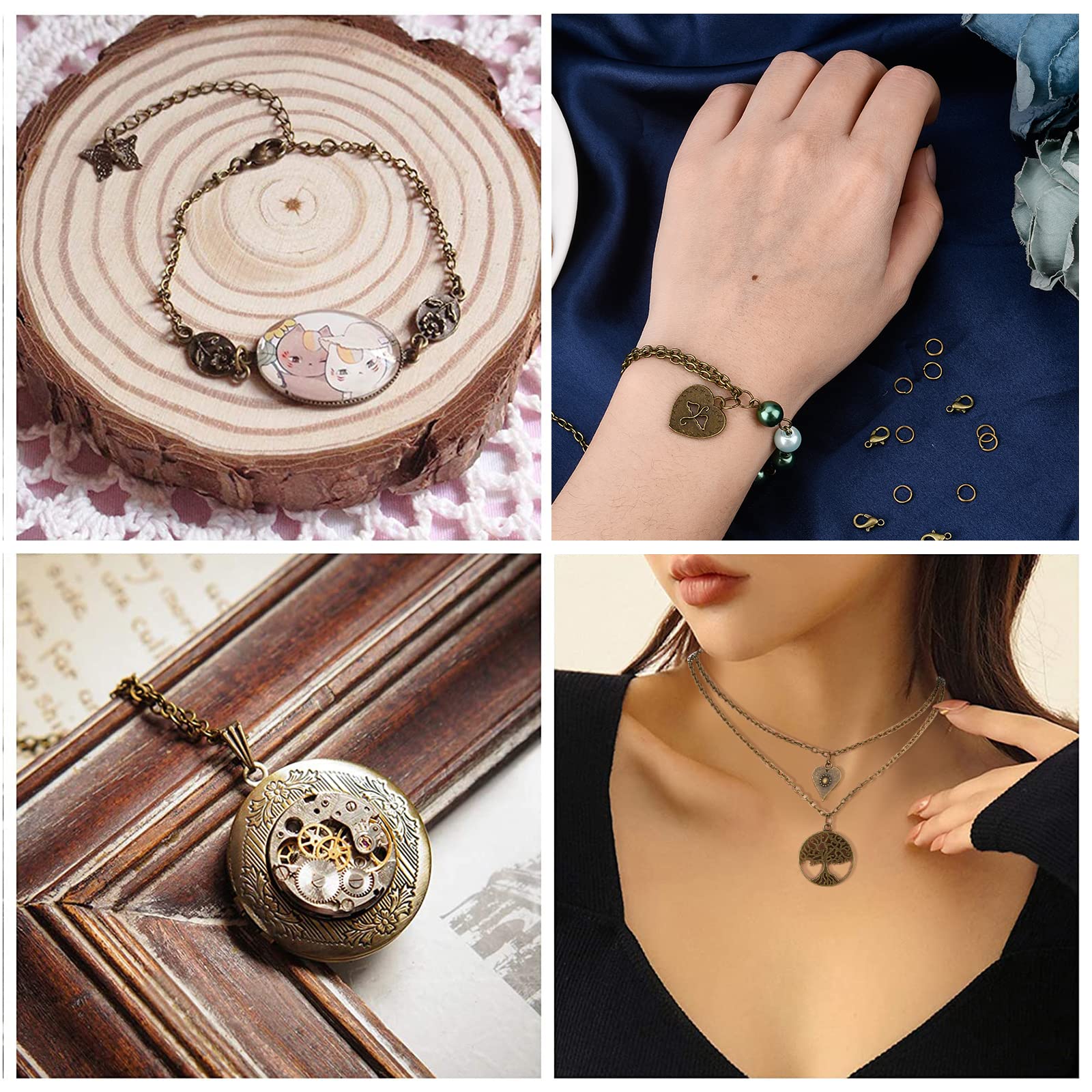 Catena Per Gioielli Fai Da Te - 10m Bronzo Antico Con Moschettoni E Anelli Di Salto - Kit Completo Creazione Collane - Foto 3