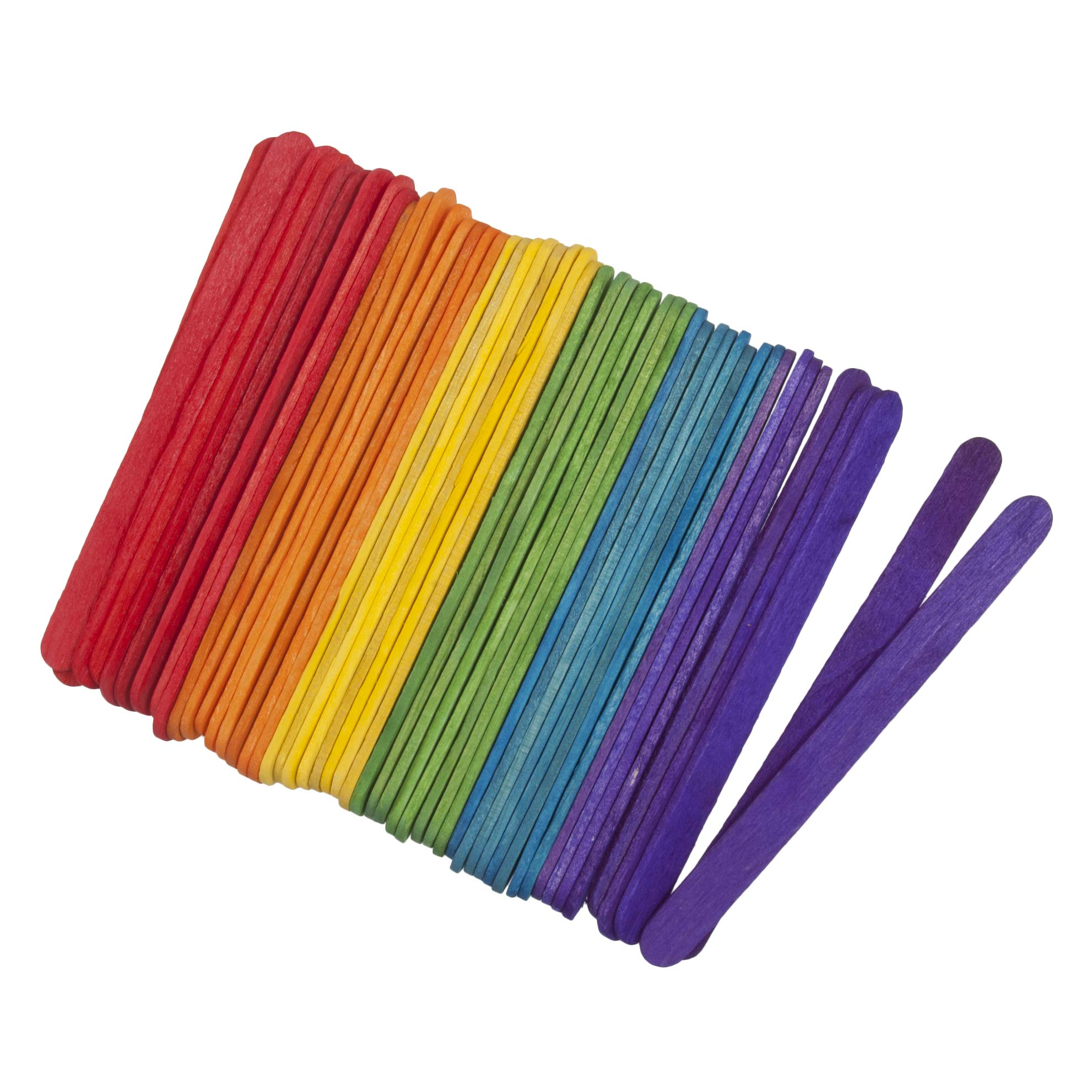 Trimits Home School Craft Wood Lolly Pop Sticks, 11cm x 10mm, Multicoloured, Pack of 50