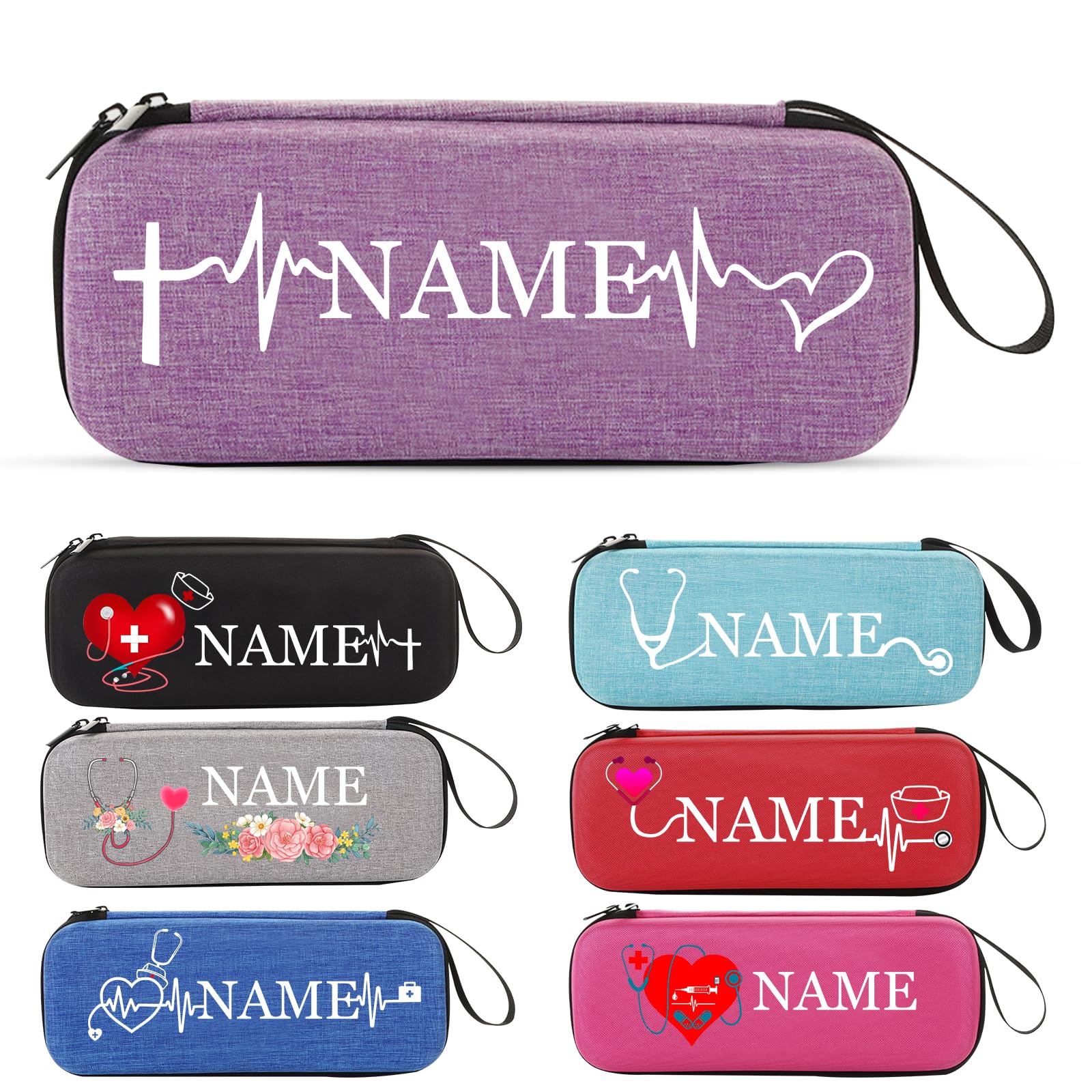Personalized Stethoscope Case, Custom Name Stethoscope Carrying Case, Hard Carrying Lightweight Travel Case with Mesh Pocket Organizer, Ideal for