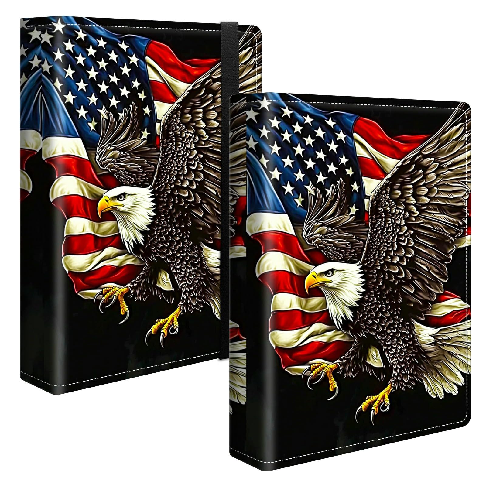 HEAKIERG Wedding Albums 4x6 120 Pockets Photos with Strong Elastic Band, Small Mini Albums Sheet Protector Folder for Photos, Album for Family Anniversary Women Men Vacation Gift, Flying Eagle Flag