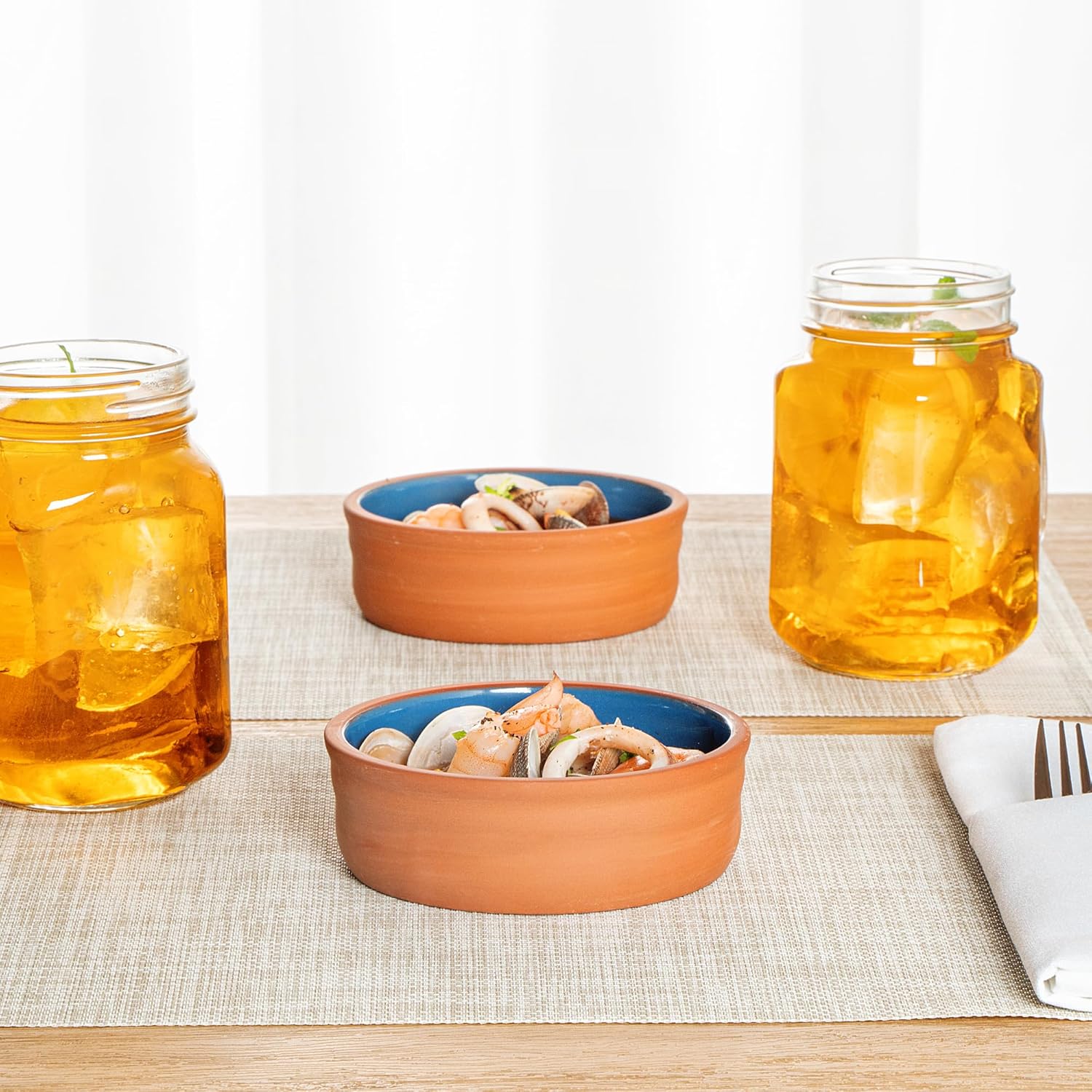 Restaurantware Terracotta Cazuela Bowls 2 Pack of 7 oz Durable Rustic Serving Dish Glazed Oven-Safe Bowl Freezer-Safe Tapas Dish Microwave-Safe Dishwasher-Safe