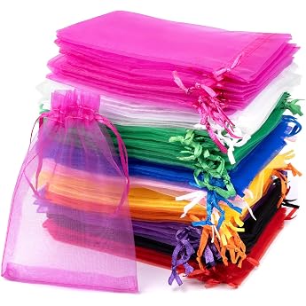 Carehabi - Pack of 100 organza bags colored organza bags 10 x 15 cm gift bags organza jewelery bags wedding bags lavender bags wedding favours festival parties