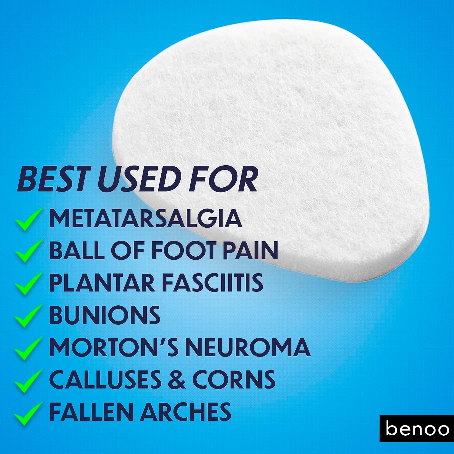 Metatarsal Pads for Women & Men (24 Pack) Ball of Foot Cushions for Pain Relief, Felt Metatarsal Foot Pads for All Shoe Type, Mortons Neuroma, One Size Fits All, High Heel Insert Cushions (1/4” Thick)