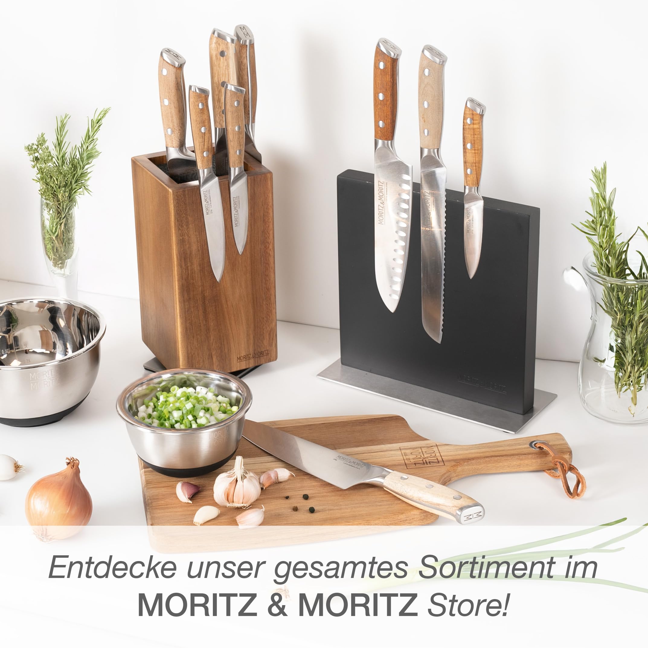 Moritz & Moritz Magnet Messerblock schwarz - Messerhalter Magnetisch mit starkem Halt - stabiler Knife Holder für Küche, modern & platzsparend - Messerblock ohne Messer