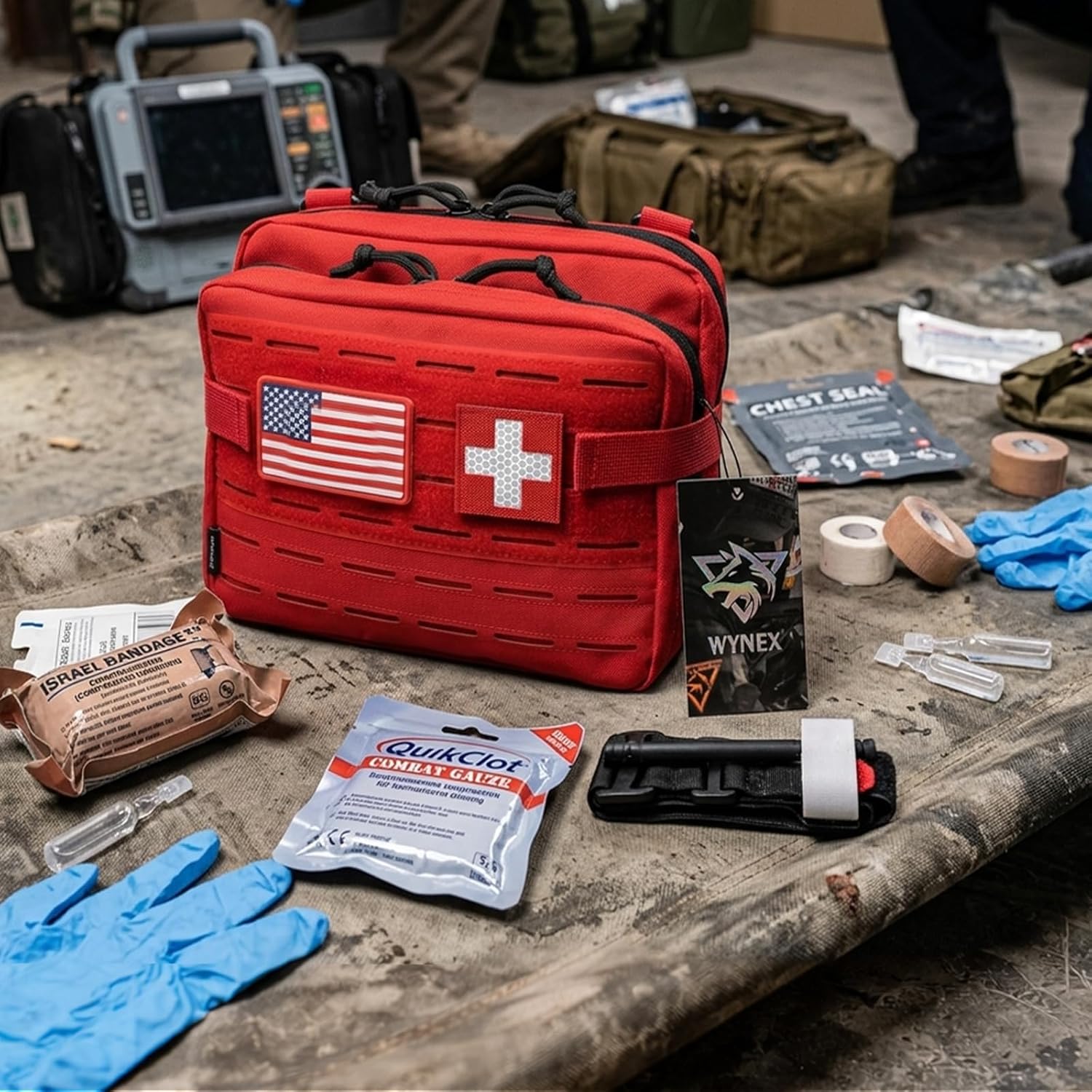 WYNEX Tactical Molle Admin Pouch of Laser Cut Design, Utility Pouches Molle Attachment Military Medical EMT Organizer with Map Pocket EDC EMT Pack IFAK Tool Holder Universal U.S.A Patch Included