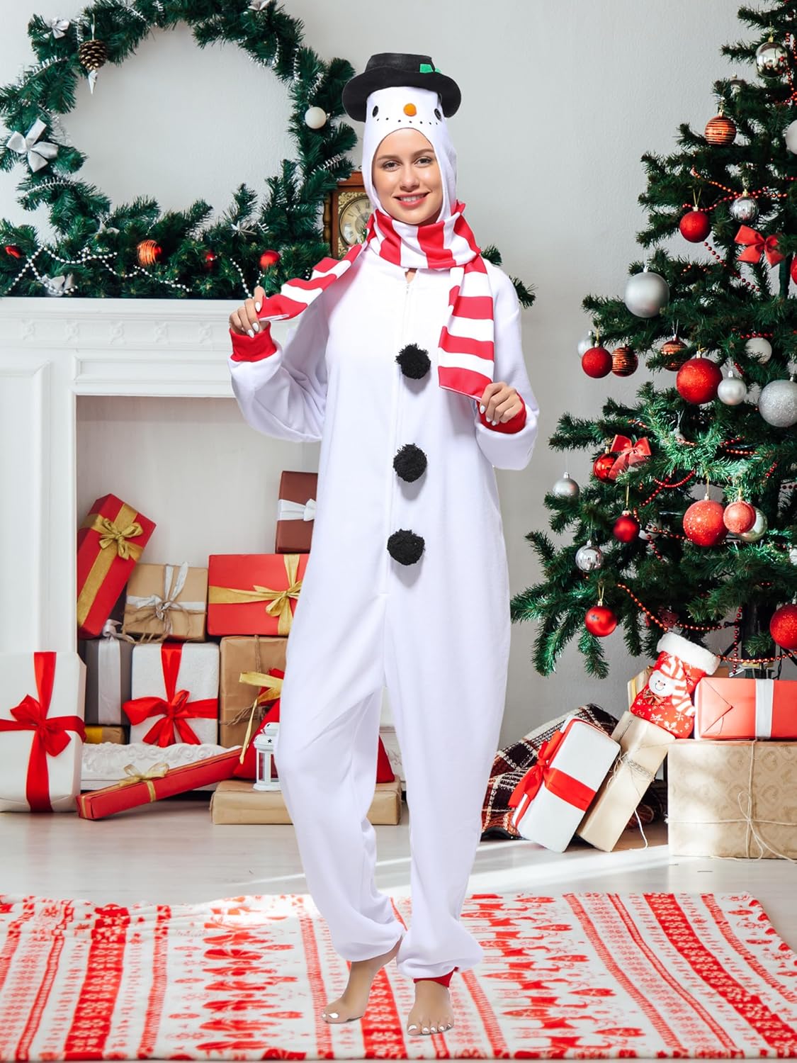Christmas Costume Adults, Santa Claus/Snowman Onesie Women, Funny Xmas Costume for Christmas Festive Holiday - Image 3