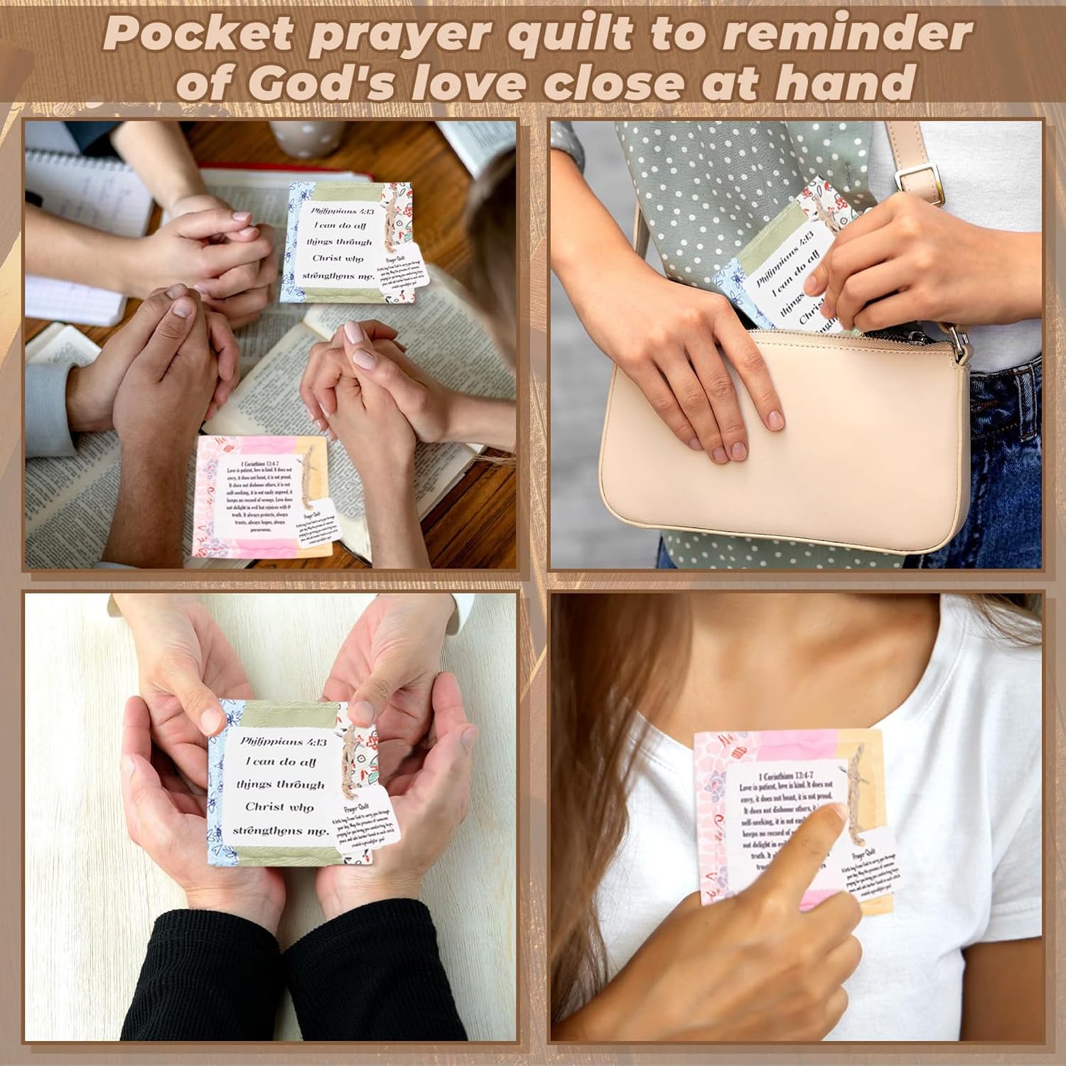 FOFOWHAT 2 Pcs Prayer Quilts with Cross Inside, Pocket Prayer Quilt Fabric Panel Quilt Squares, Encouragement Christian Gifts for Women, Religious Gifts for Mom, Pastor Appreciation Church