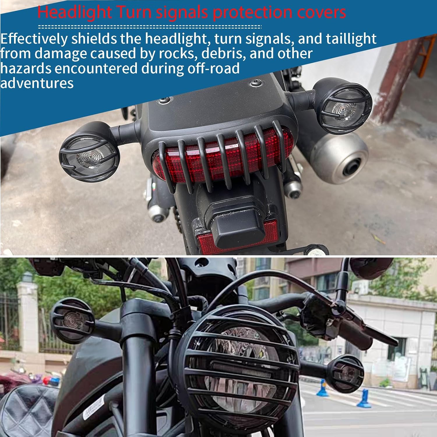 Motorcycle Rebel 500 Headlight Mesh Grill Protector,Front Rear turn signals protection covers fit for HO&N&DA Rebel CMX 250 CMX 300 CMX 500 CMX 1100 2020-2025 (Matte black-5 PCS)