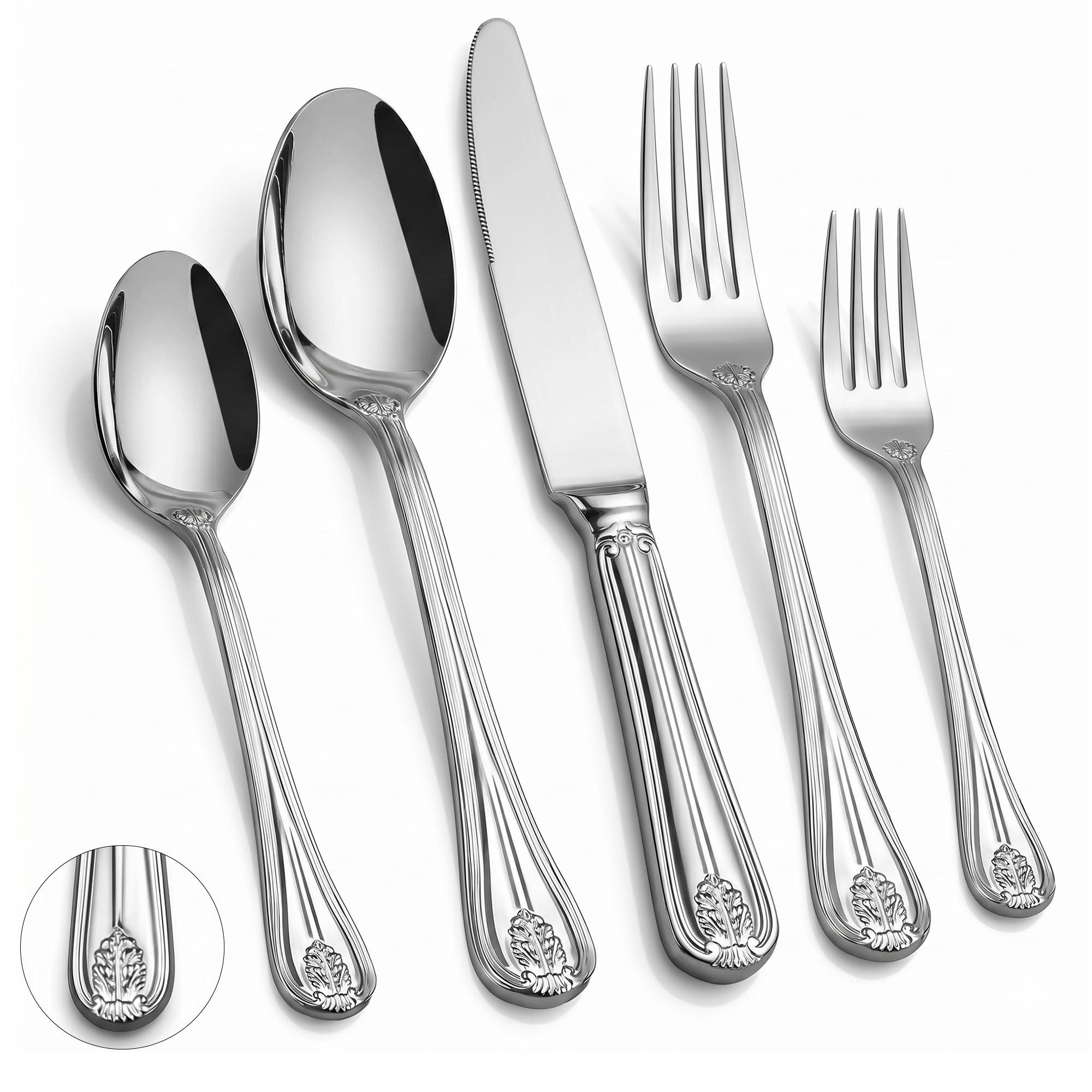 OSVSEE Heavy Duty Silverware Set for 6, 18/10 Stainless Steel Flatware Set