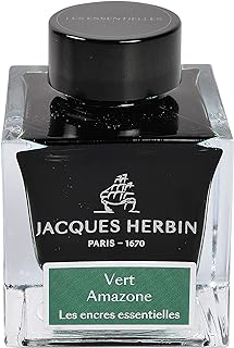 Jacques Herbin 13137JT - Botella de tinta para pluma y bolígrafo roller, 50 ml, color verde amazono