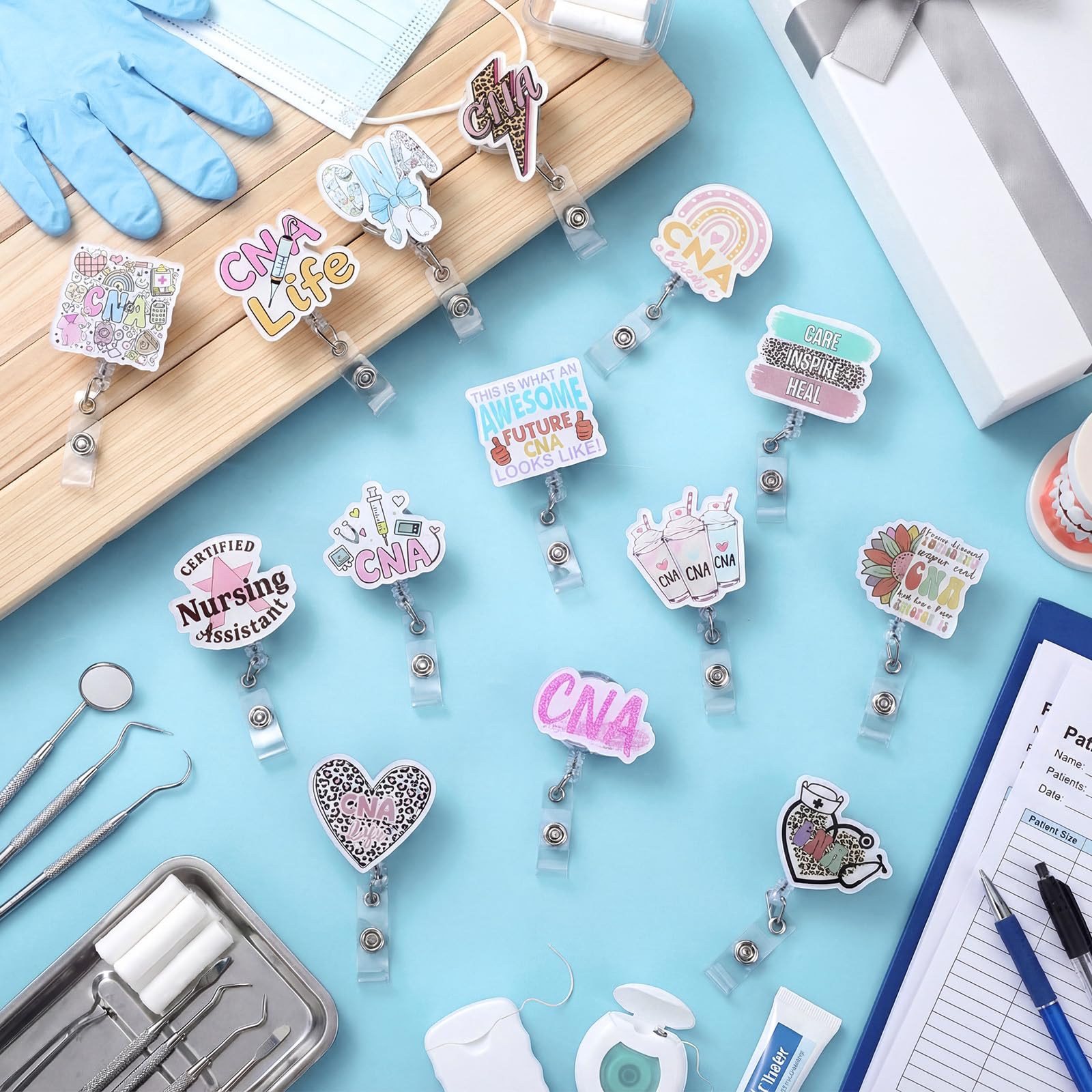 Geyoga 30 Pcs CNA Week Gifts National Nursing Assistants Week Badge Holder Bulk Retractable Badge Reels for Nursing Assistants CNA Student Coworker Women Men Birthday Graduation Appreciation Gift