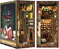 Vista 18 de CUTEBEE - Kit de rincón de libros - Juego de construcción DIY de casa en miniatura para adultos, estantería de casa en miniatura para libros