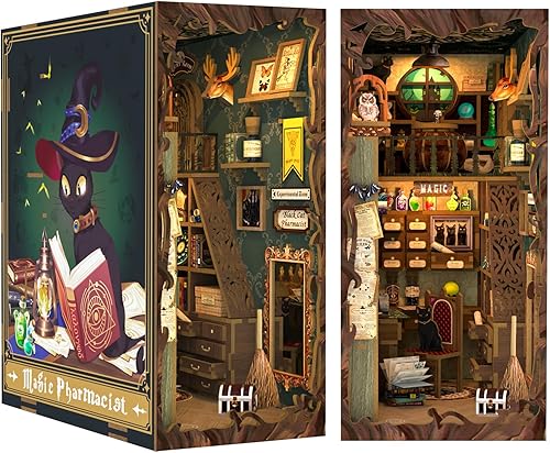 Miniatura 18 de CUTEBEE - Kit de rincón de libros - Juego de construcción DIY de casa en miniatura para adultos, estantería de casa en miniatura para libros,
