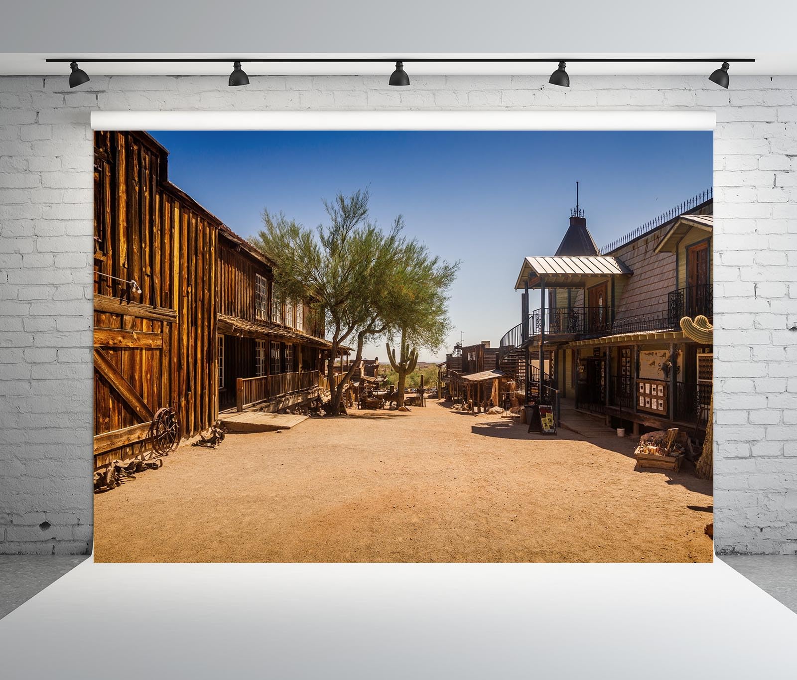 BELECO 3.6x2.5m Telo sfondo città fantasma Far West | Edifici western antico saloon Goldfield cowboy sfondo tema cowboy cabina foto studio accessori