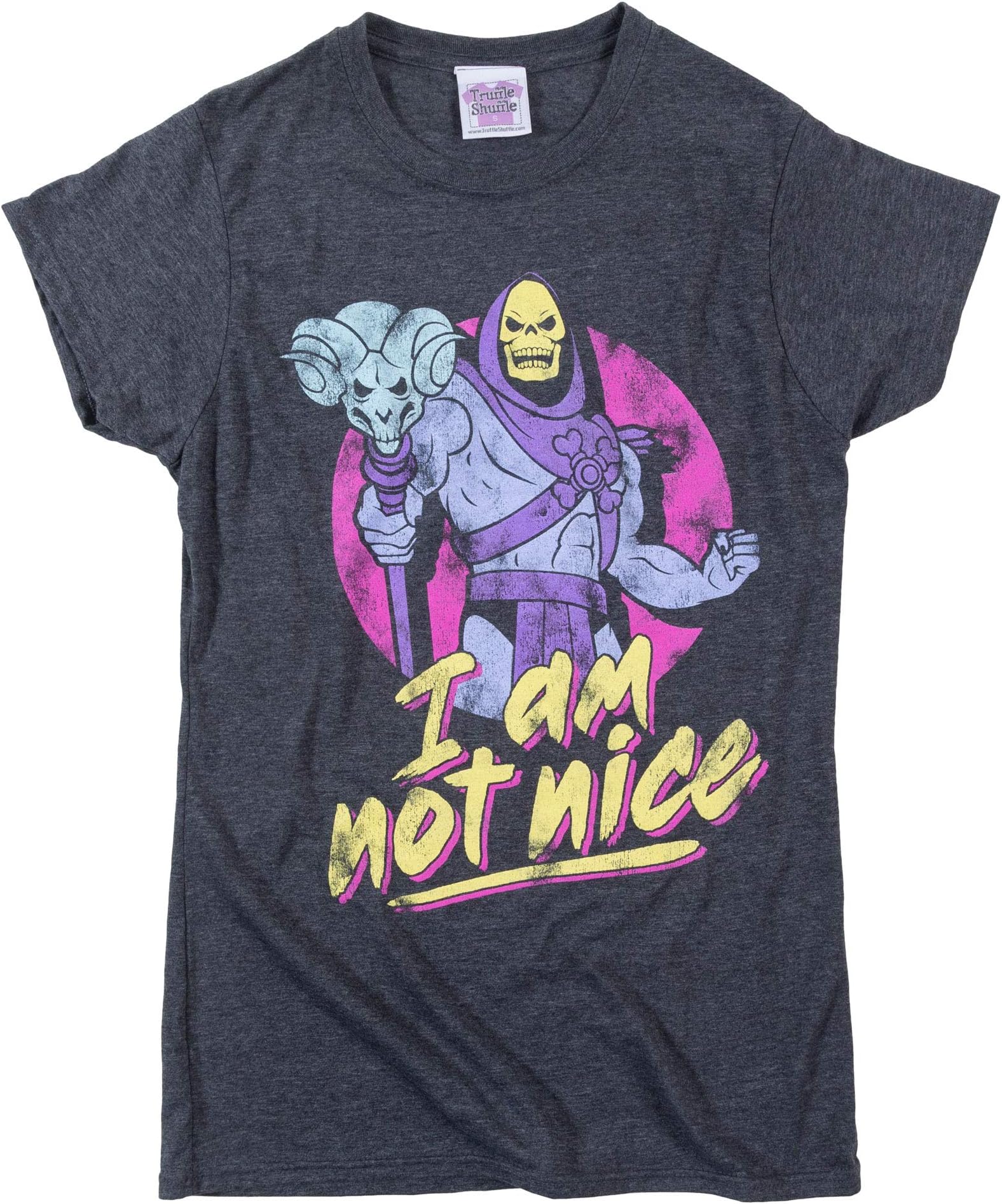 TruffleShuffleWomens Skeletor I Am Not Nice Charcoal Marl Fitted T Shirt
