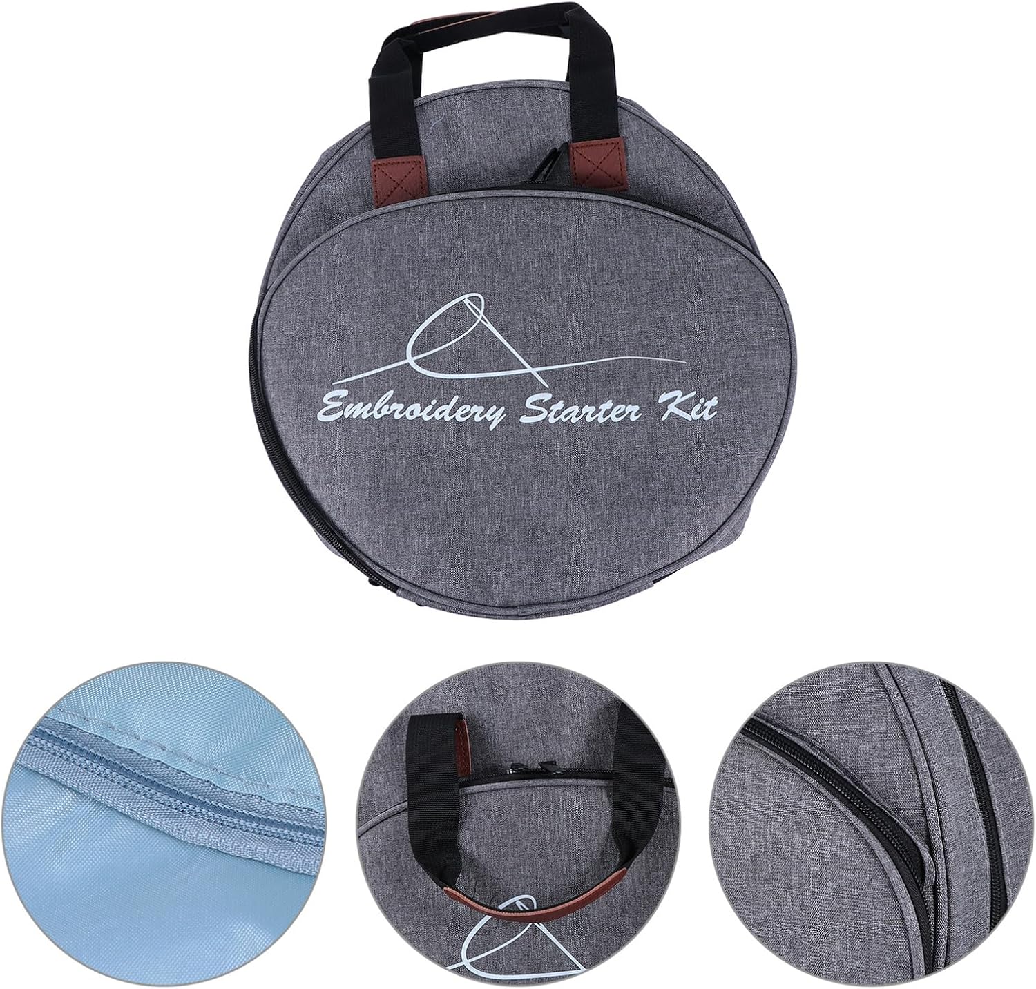 BESTonZON Embroidery Kit Storage Bag Grey Multifunctional Embroidery Tool Tote Bag for Craft and Sewing Supplies Organizer Portable Carrying Pouch