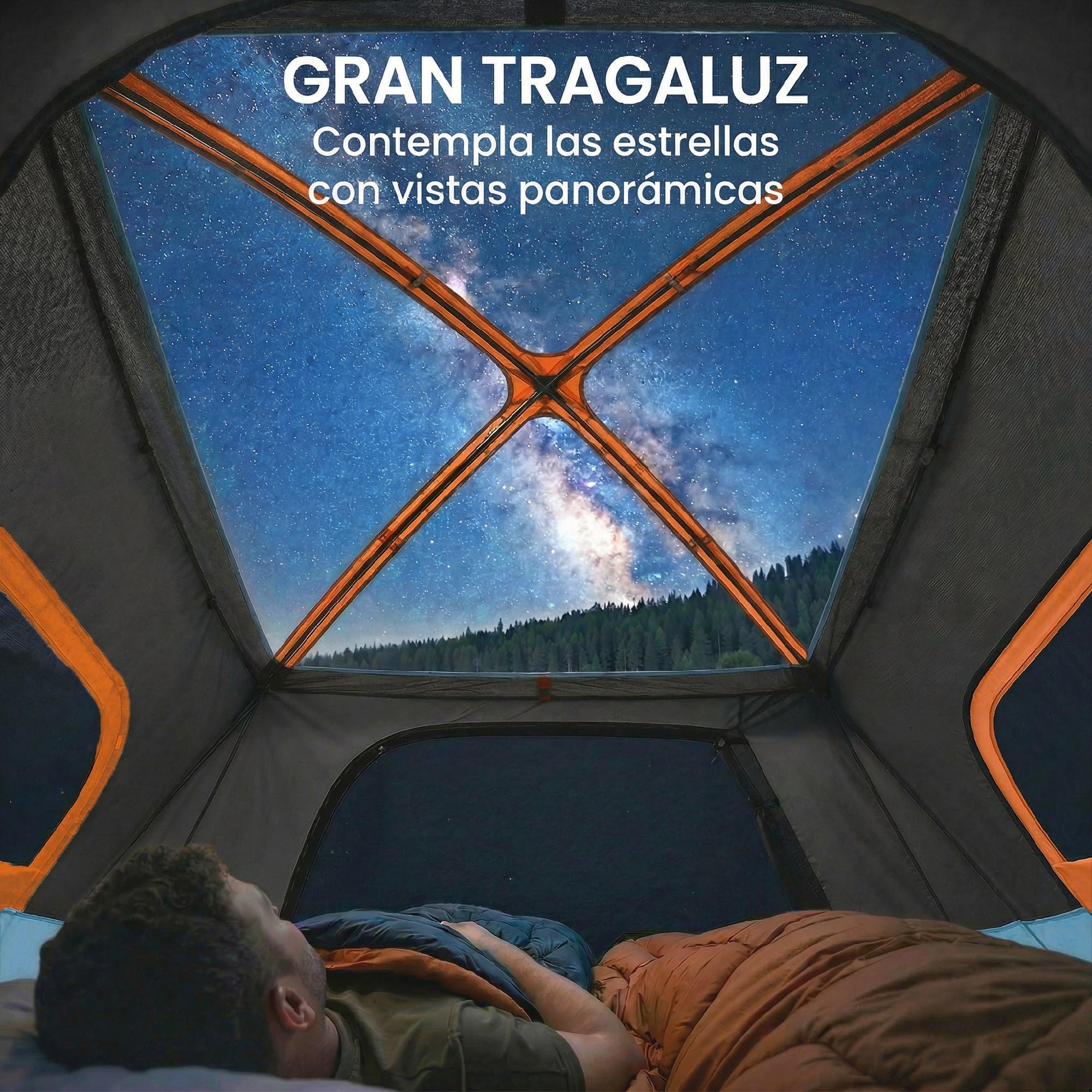Outsunny Tienda de Campaña Familiar para 4 Personas Tienda Camping Plegable Tipo Túnel con 2 Habitaciones Puertas Ventanas Tragaluces Bolsa y Gancho Impermeable 3000 mm Fácil Montaje para Senderismo