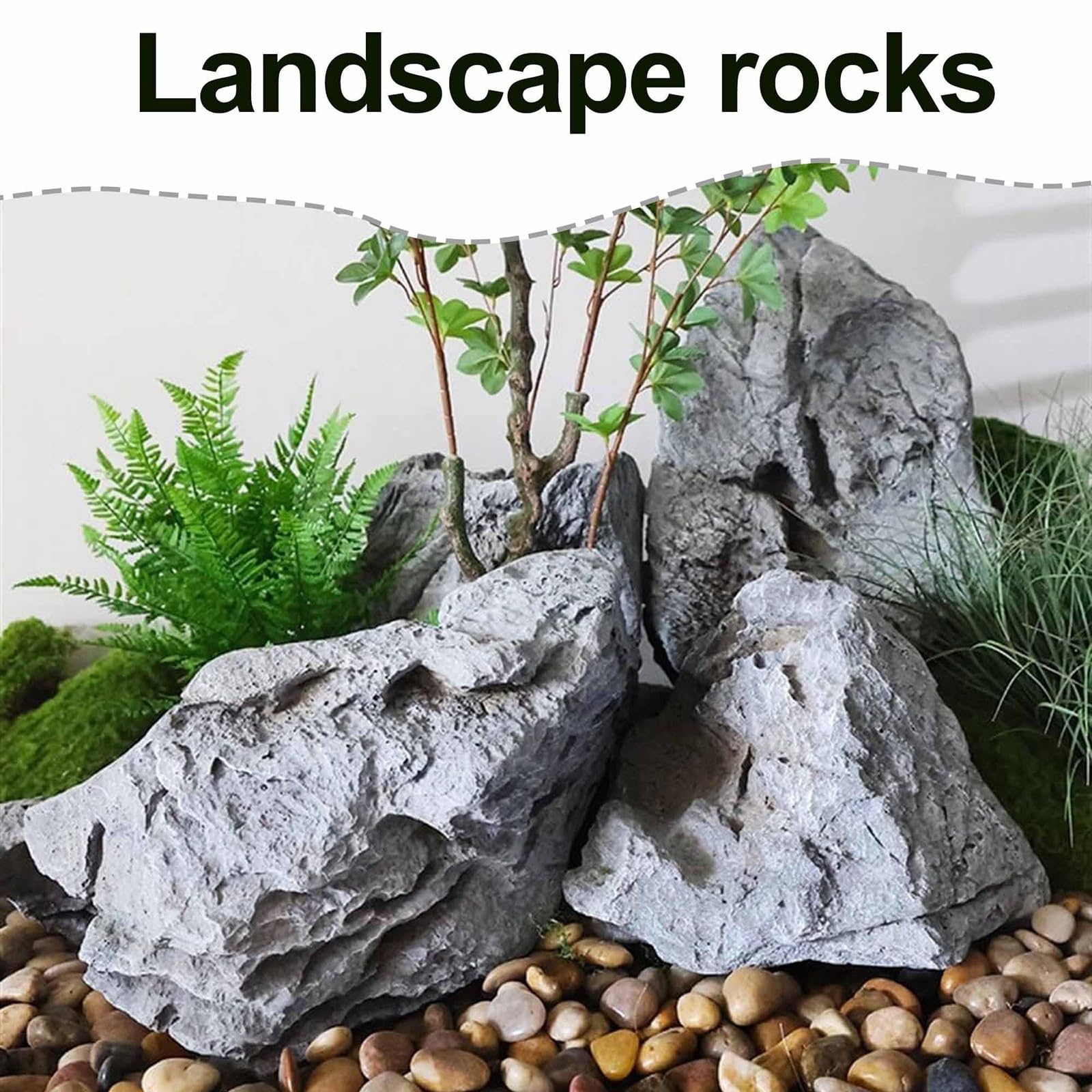 Piedras de jardín decorativas, ligeras y de cobertura de pozo, piedras decorativas multiusos, para paisajismo, césped, jardines (53 x 37 x 30 cm)