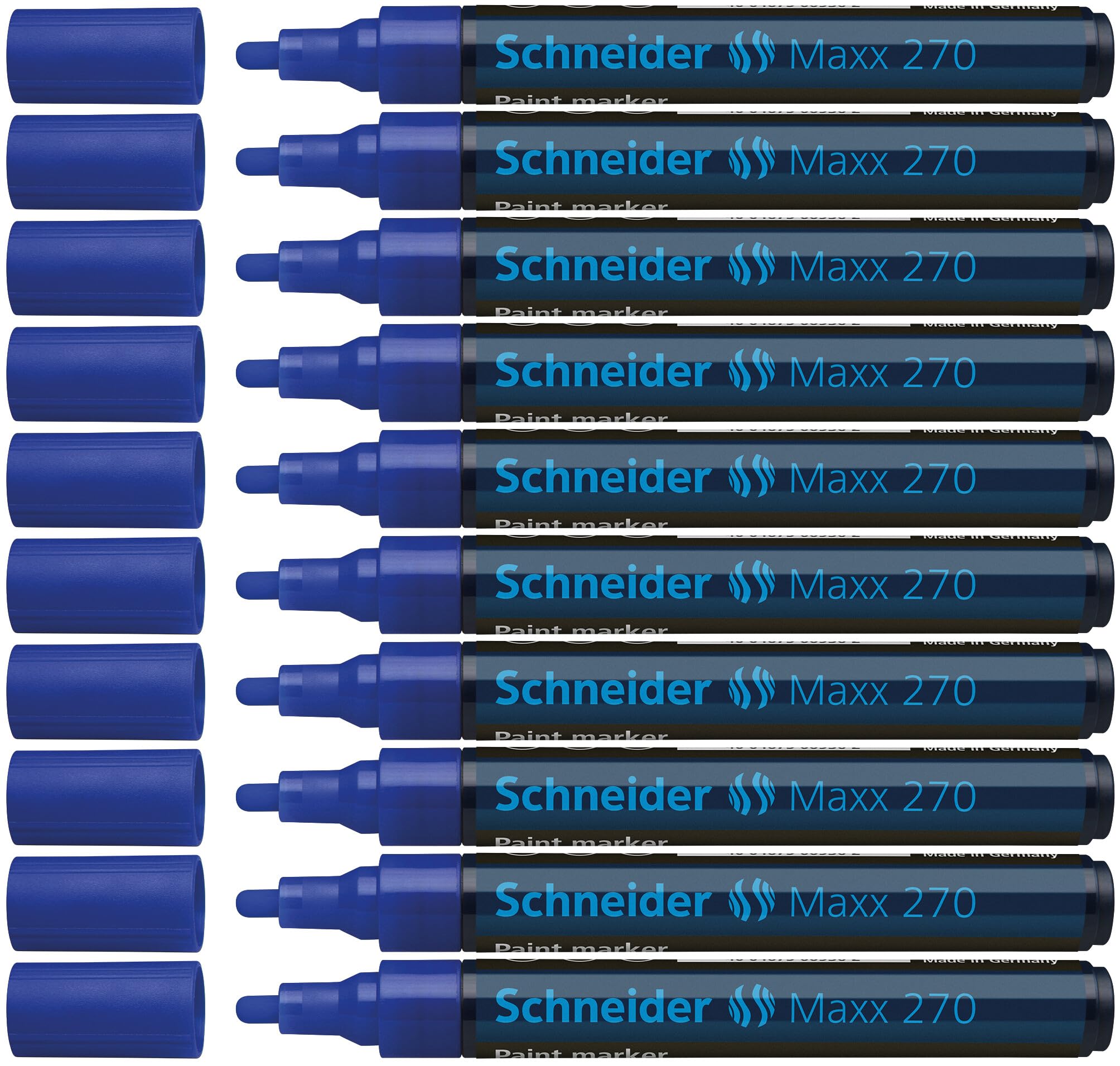 Schneider Maxx 270 marker do malowania (okrągła końcówka, końcówka wymienna, 1-3 mm) 10 szt. opakowanie niebieskie