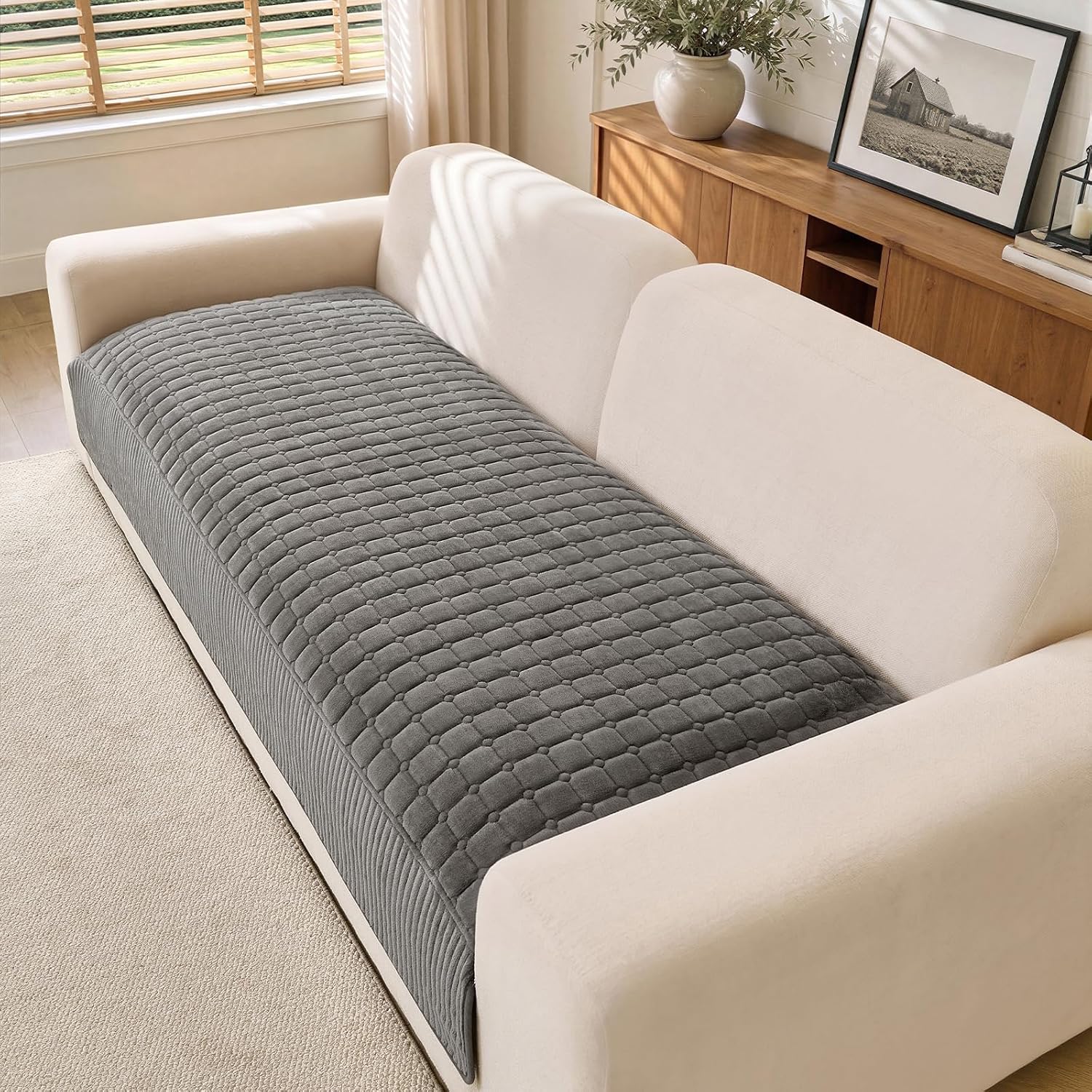 OHSIO Soft Plush Couch Cover for Sofa, Washable Milk Velvet Sofa Slipcover