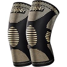 JHVW Copper Knee Brace for Women Men, 2 Pack Knee Braces for Knee Pain, Knee Support Compression Sleeve for Meniscus Tear, ACL & Arthritis Pain Relief
