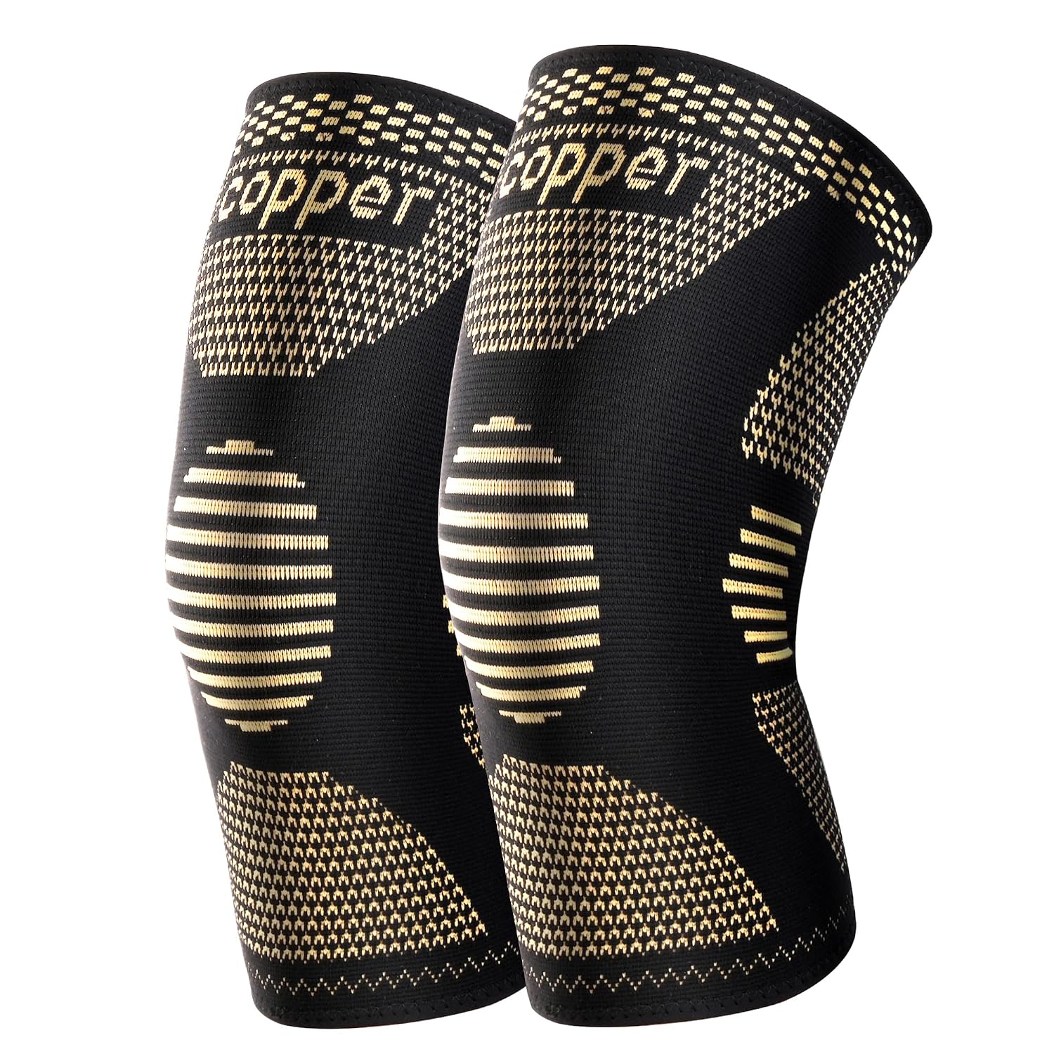 JHVW Copper Knee Brace for Women Men, 2 Pack Knee Braces for Knee Pain, Knee Support Compression Sleeve for Meniscus Tear, ACL & Arthritis Pain Relief
