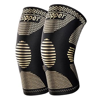 JHVW Copper Knee Brace for Women Men, 2 Pack Knee Braces for Knee Pain, Knee Support Compression Sleeve for Meniscus Tear, ACL & Arthritis Pain Relief