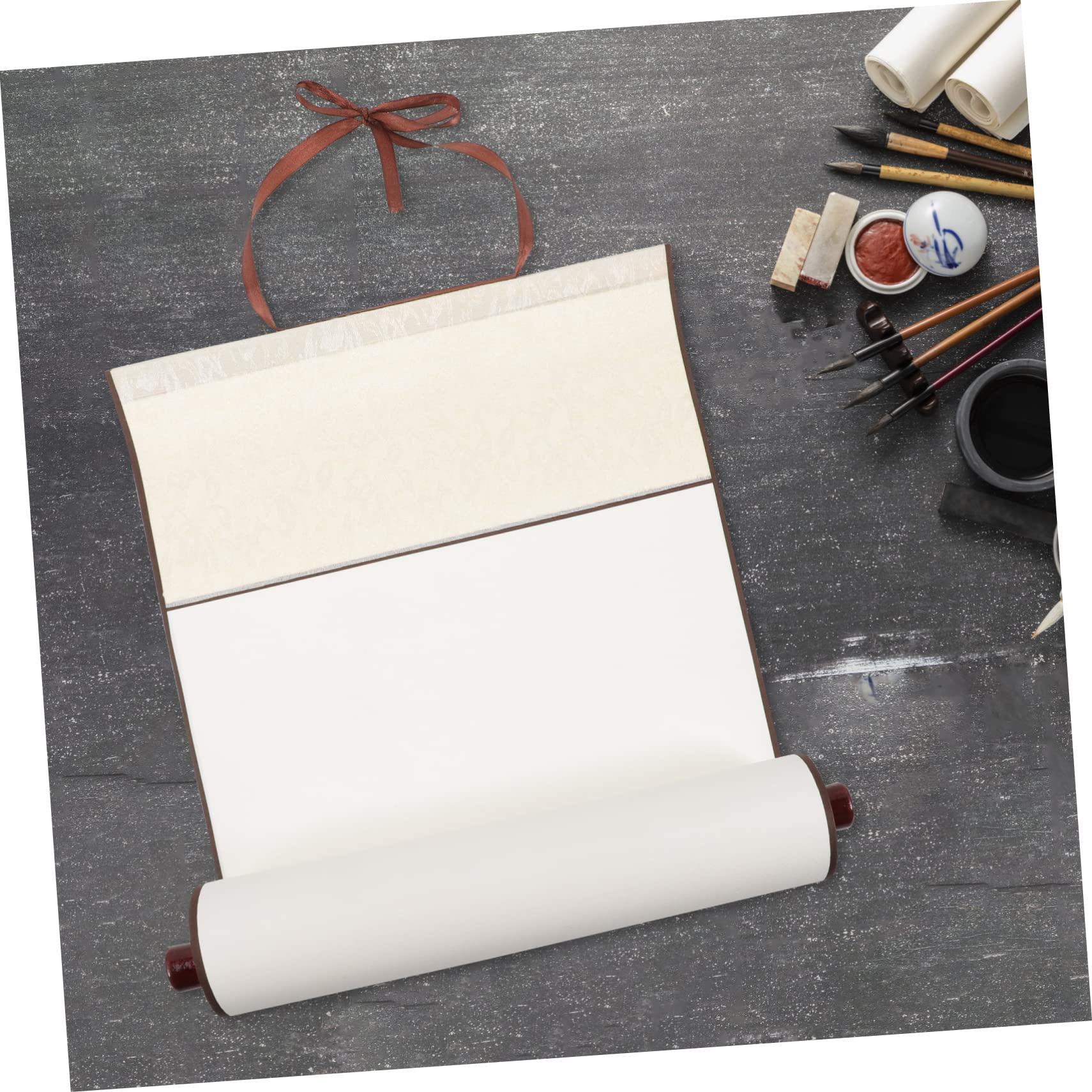 Rouleau en Papier Xuan Solide Parchemin Beige pour Calligraphie Chinoise et Peinture à L'encre