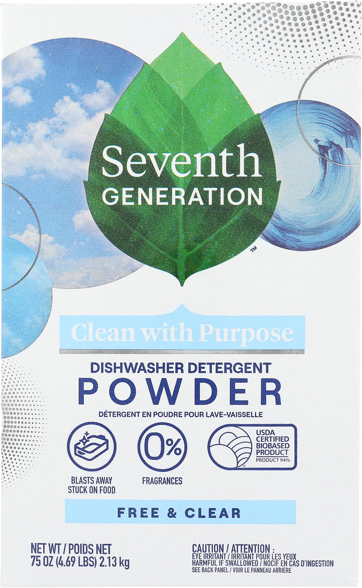 Free and Clear Dishwasher Detergent Powder 75 oz