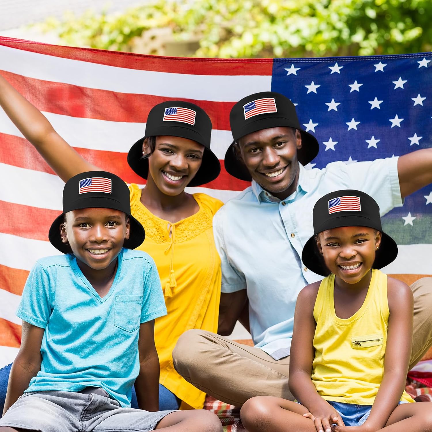 Chicingyou 16 Pcs American Flag Bucket Hats Bulk 4th of July Fisherman Hats Patriotic Summer Beach Cap for Women Men