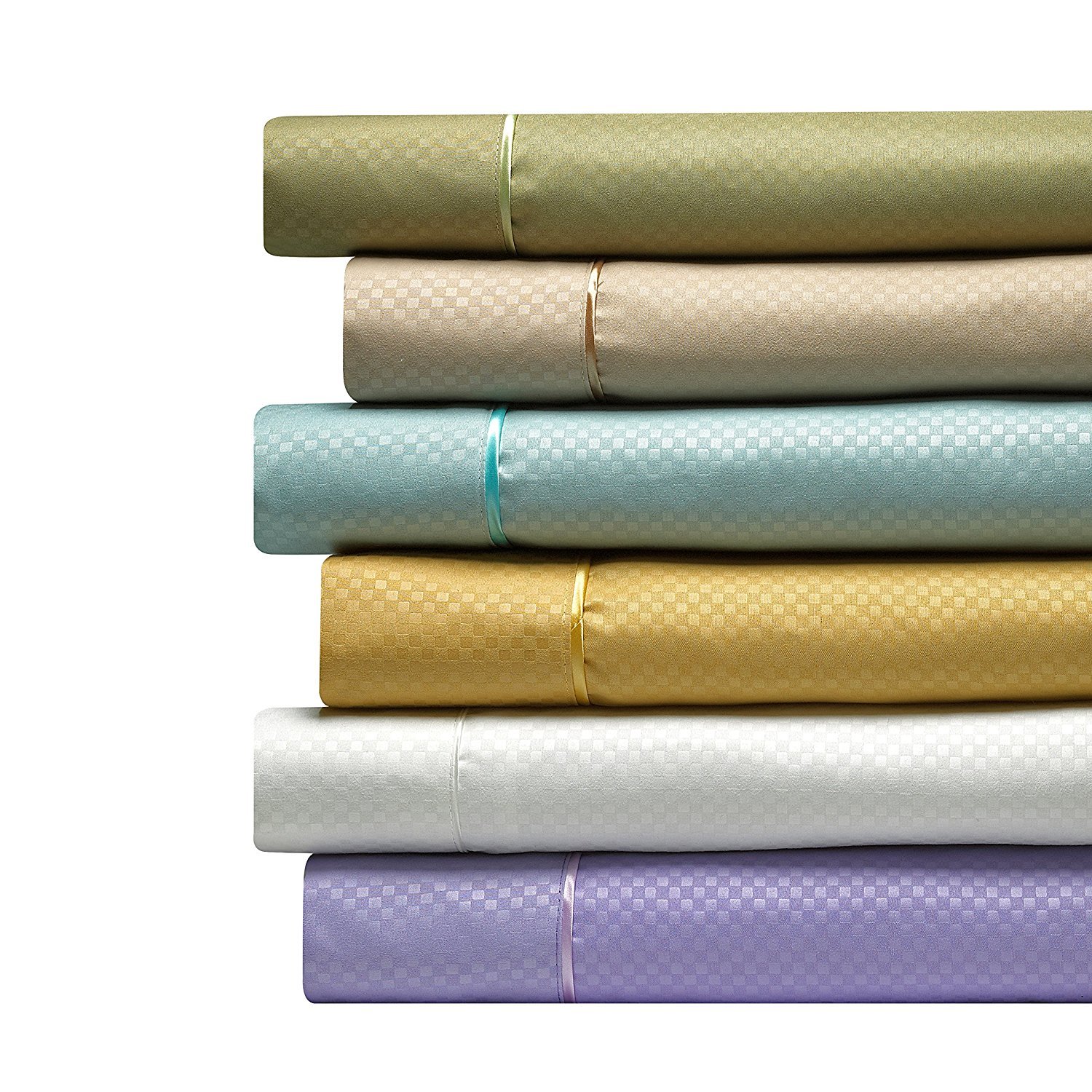 Clara Clark 1800 Collection Embossed Checkerboard Design 4-Piece Bed Sheet Set, Full, Camel