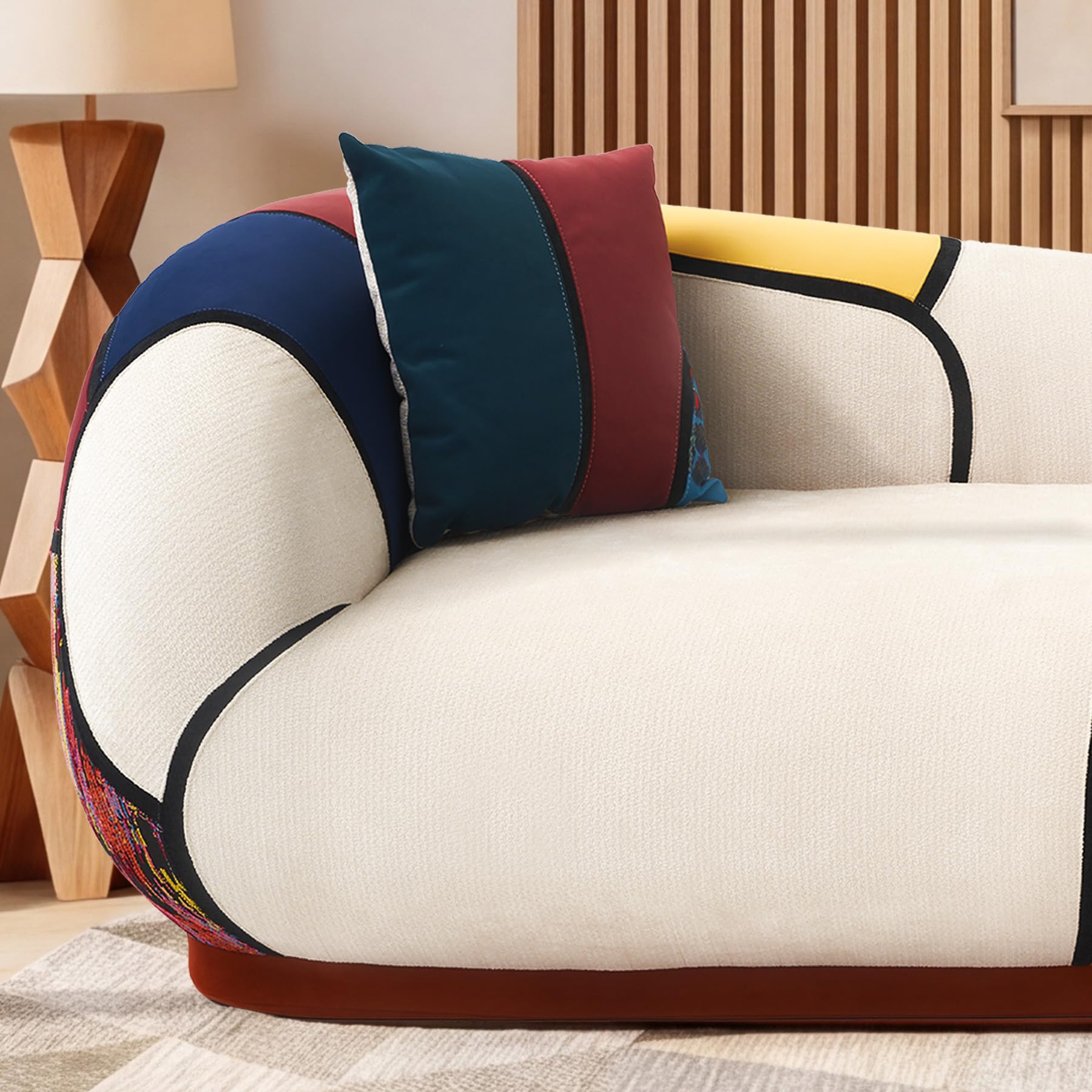 Vipbear Sofá de 3 Plazas de 265 cm, Sofá de Salon Estilo Bohemio, Tapizado de Chenilla Sin Muelles, Espuma de Alta Densidad, Modular para el Salon, No Requiere Montaje