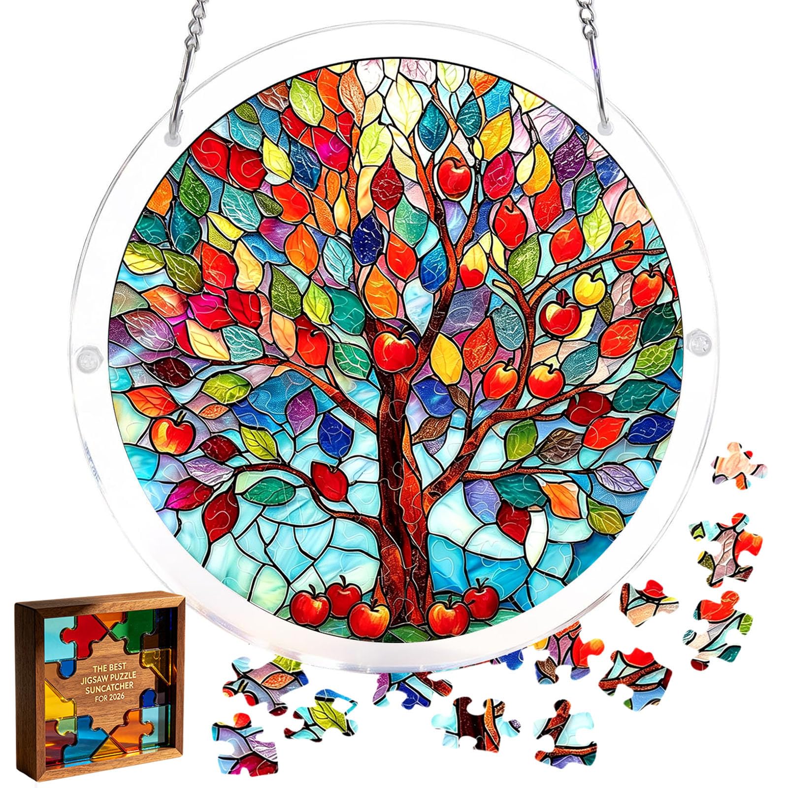 Acrylic Jigsaw Puzzle Suncatcher,Acrylic Puzzle Suncatcher,for Doors Garden and Window Hanging&Birthday Mom Women Adults Gift-19 CM,A — view 10