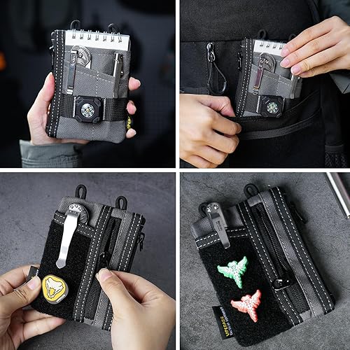 Miniatura 6 de VIPERADE VE18-S Small EDC Pouch, Mini EDC Pocket Organizer for Men, EDC Pocket Organizer, 3 Slots with 2 Zipper Pockets Multitool Pouch Gris