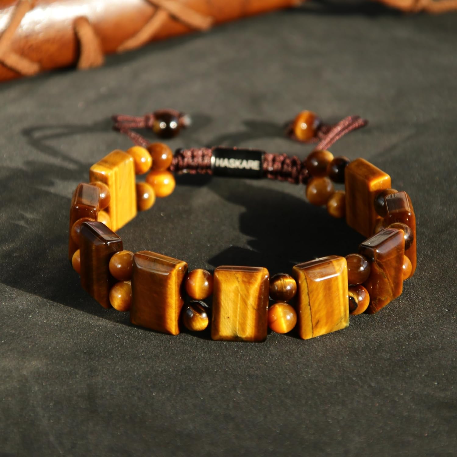 HASKARE Natural Stone Protection Bracelet for Men - Handmade Jewelry Men Bracelet Beaded Unique Cut, Tiger Eye Obsidian Howlite Bracelets Gifts for Him Christmas Father Day Birthday - Image 7
